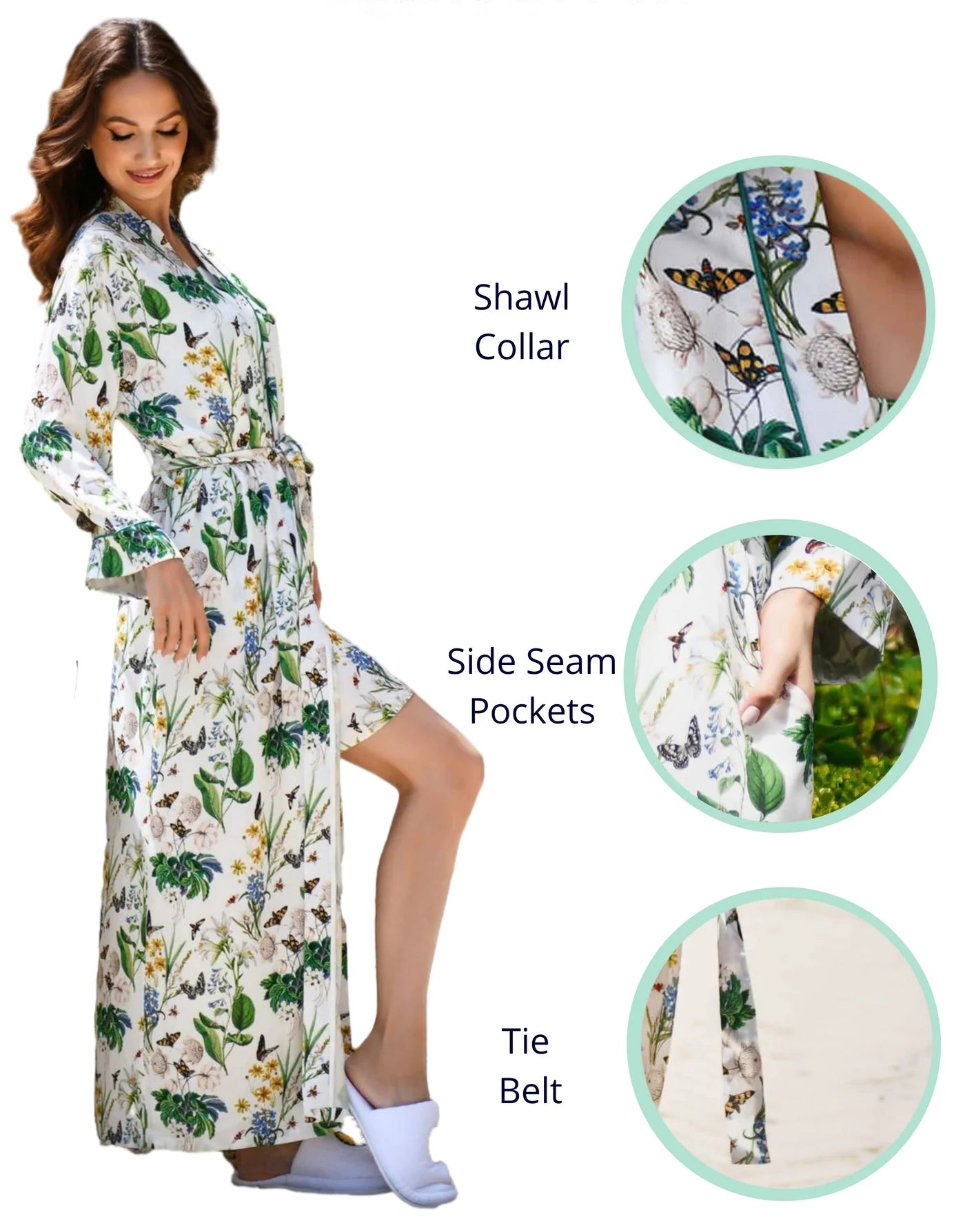 Jardin d’Allure - Robe de chambre longue Le Farfalle - Soyeusement léger et délicatement texturé