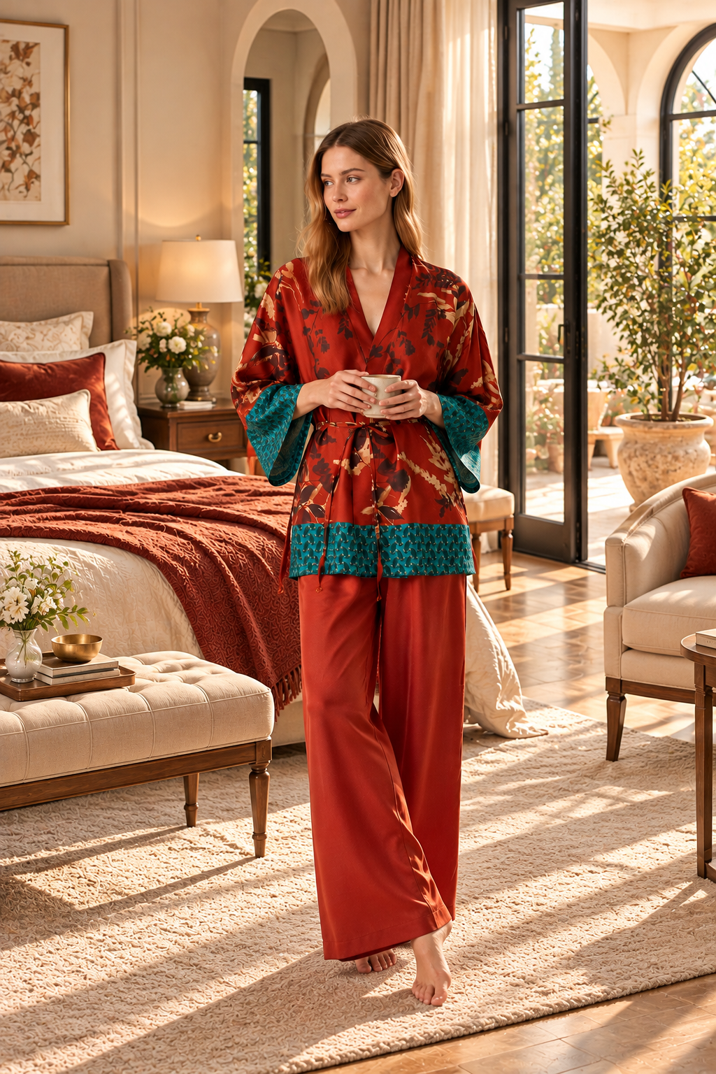 L’Orangerie de Grenat – Ensemble 3 Pcs – Élégance florale et sophistication précieuse