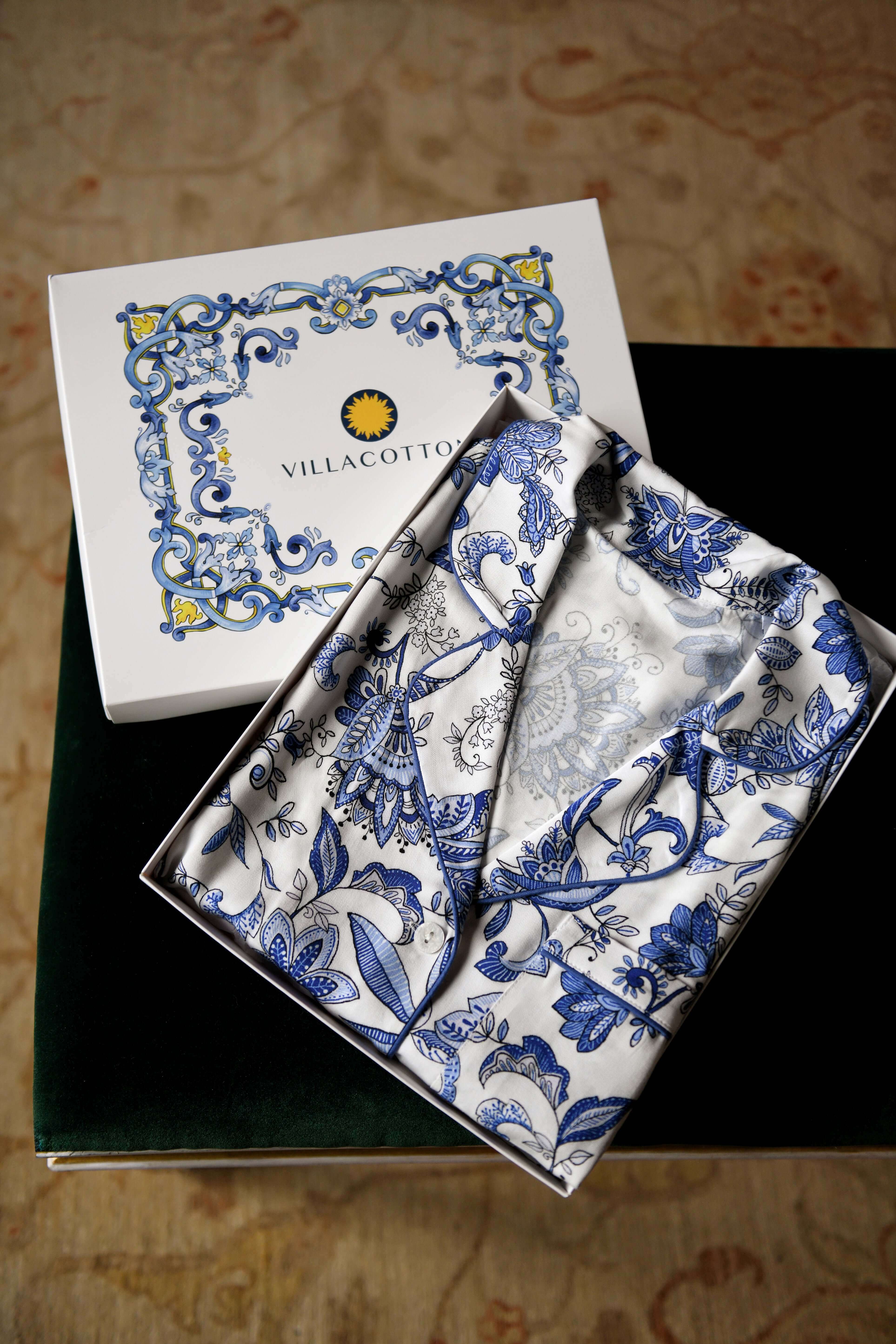 Bleu de Minuit - Pyjama Poesia 2 Pcs - Méditerranéennement inspiré et visuellement envoûtant
