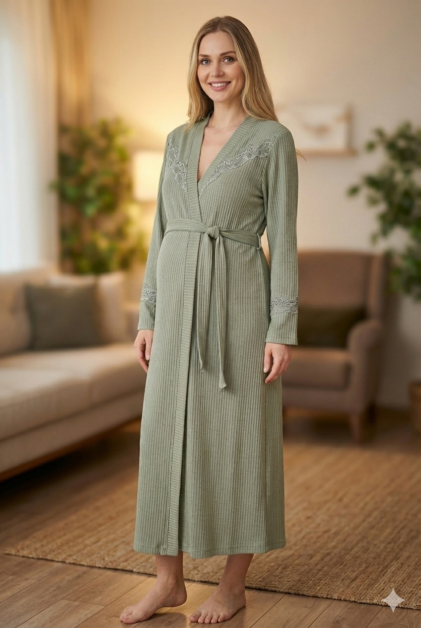 Caresse Maternelle - Robe de chambre - Élégance douce naturelle et confort enveloppant