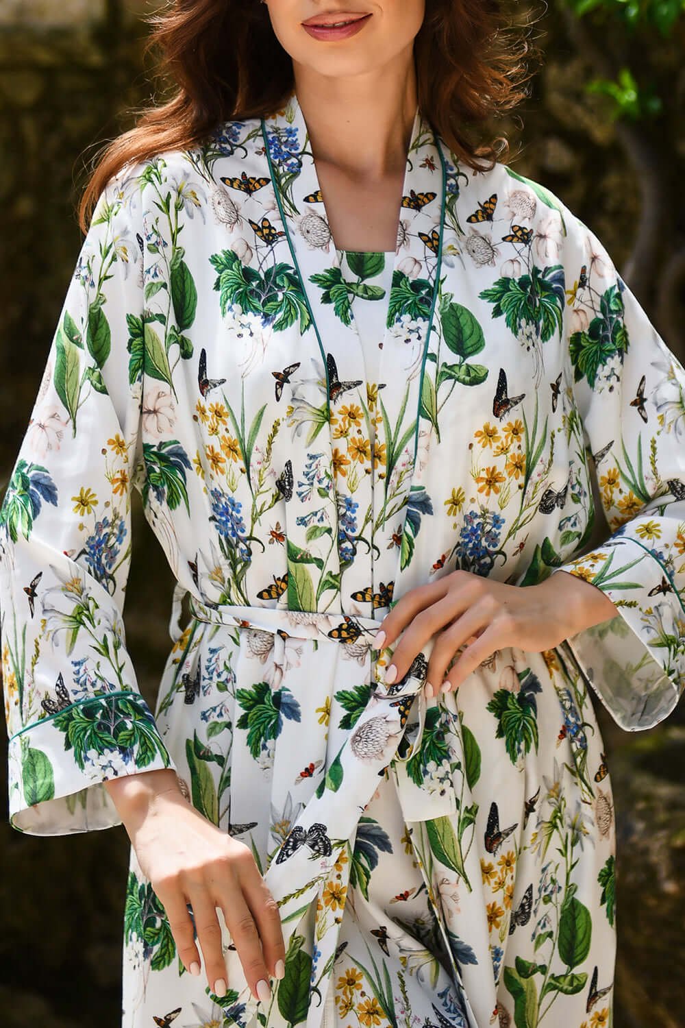 Jardin d’Allure - Robe de chambre longue Le Farfalle - Soyeusement léger et délicatement texturé