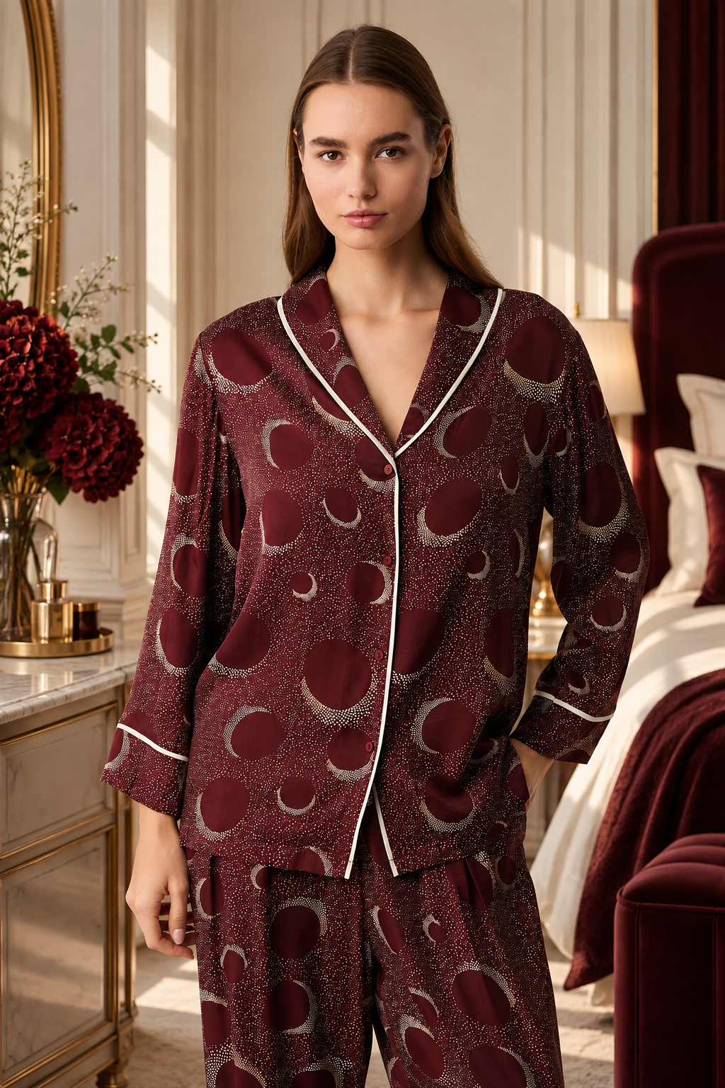 Le Boudoir Bordeaux - Pyjama 2 Pcs - Sensualité feutrée et richesse bordeaux