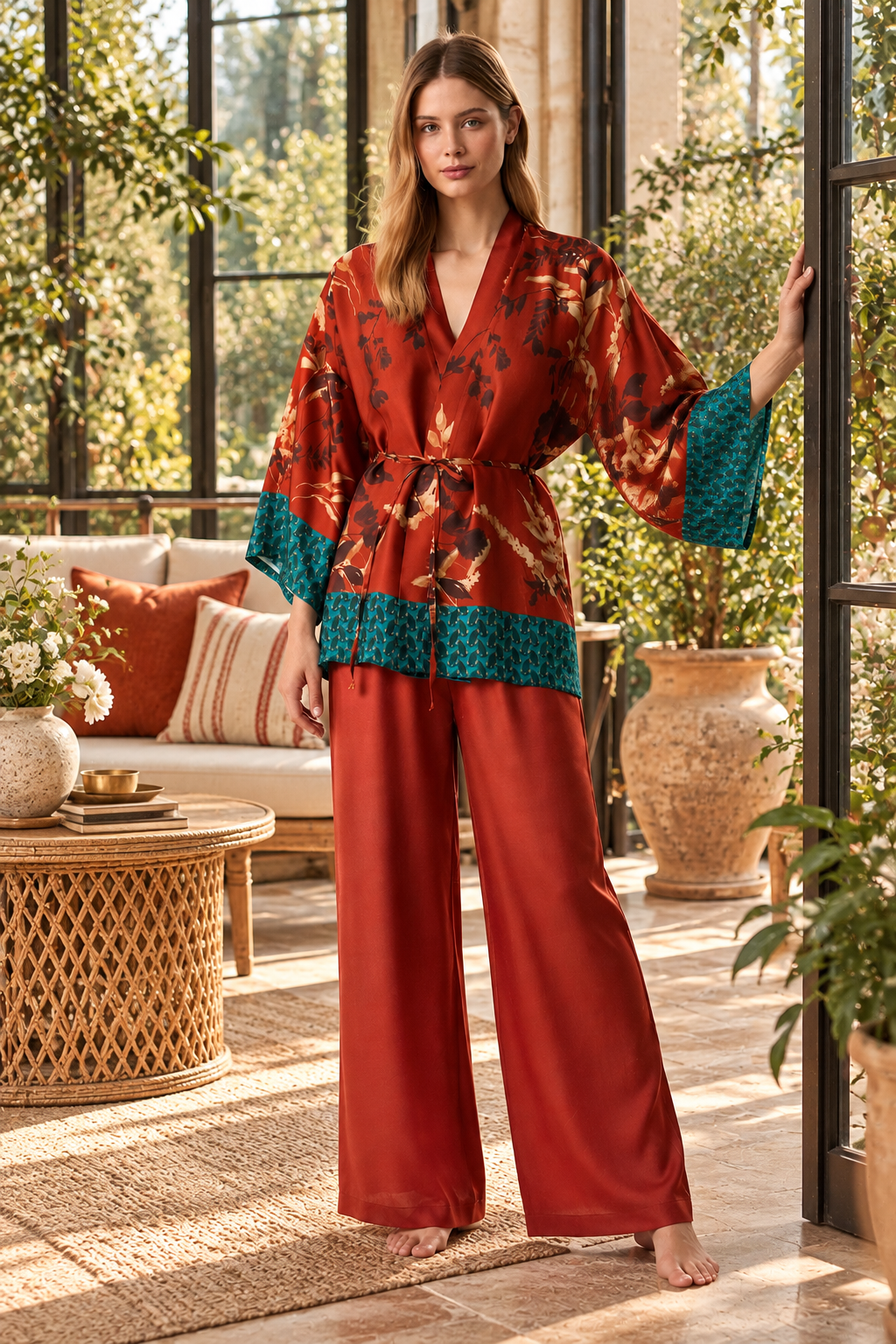 L’Orangerie de Grenat – Ensemble 3 Pcs – Élégance florale et sophistication précieuse