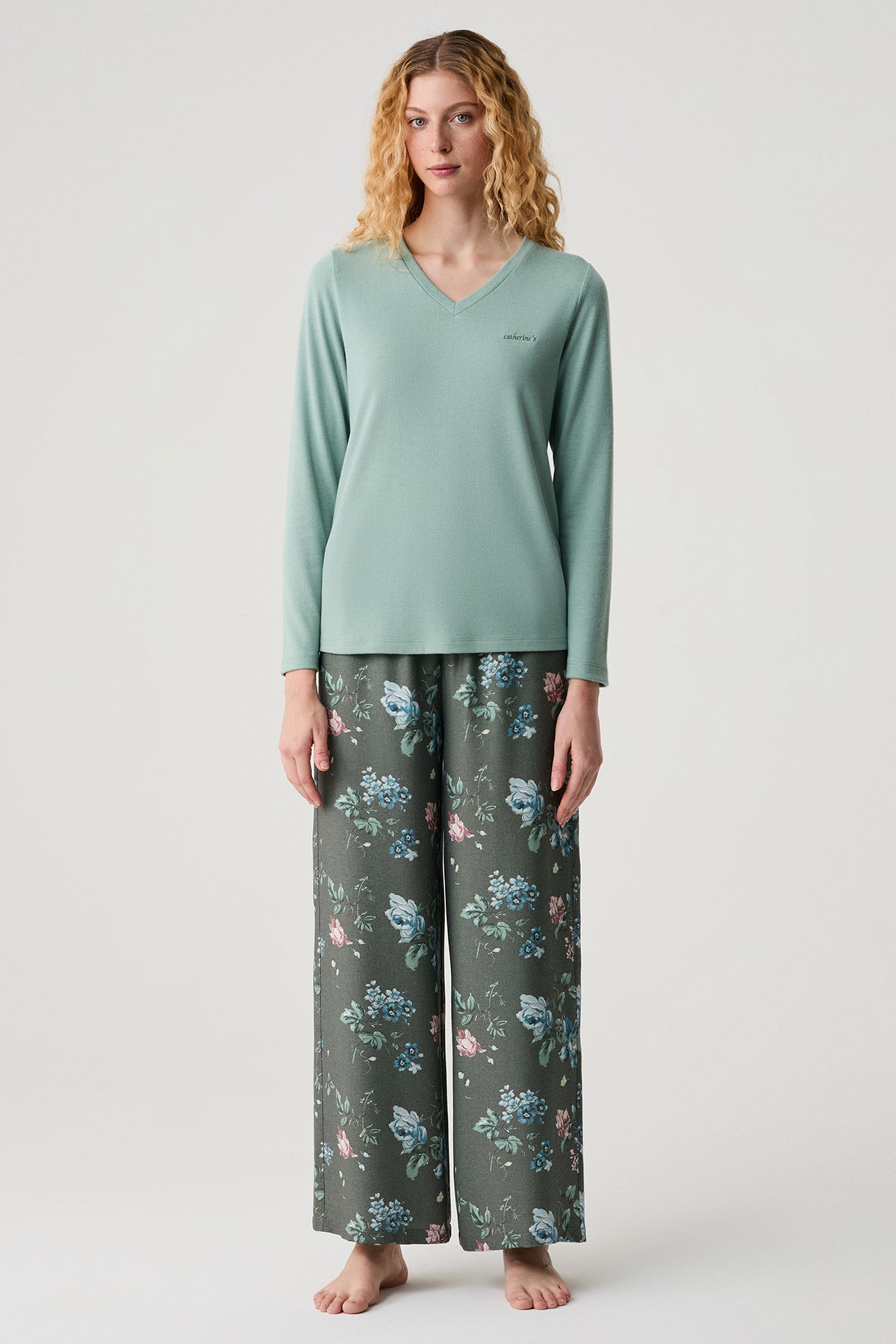 La Cour de Perle - Pyjama 2 Pcs - Douceur sauge et élégance florale