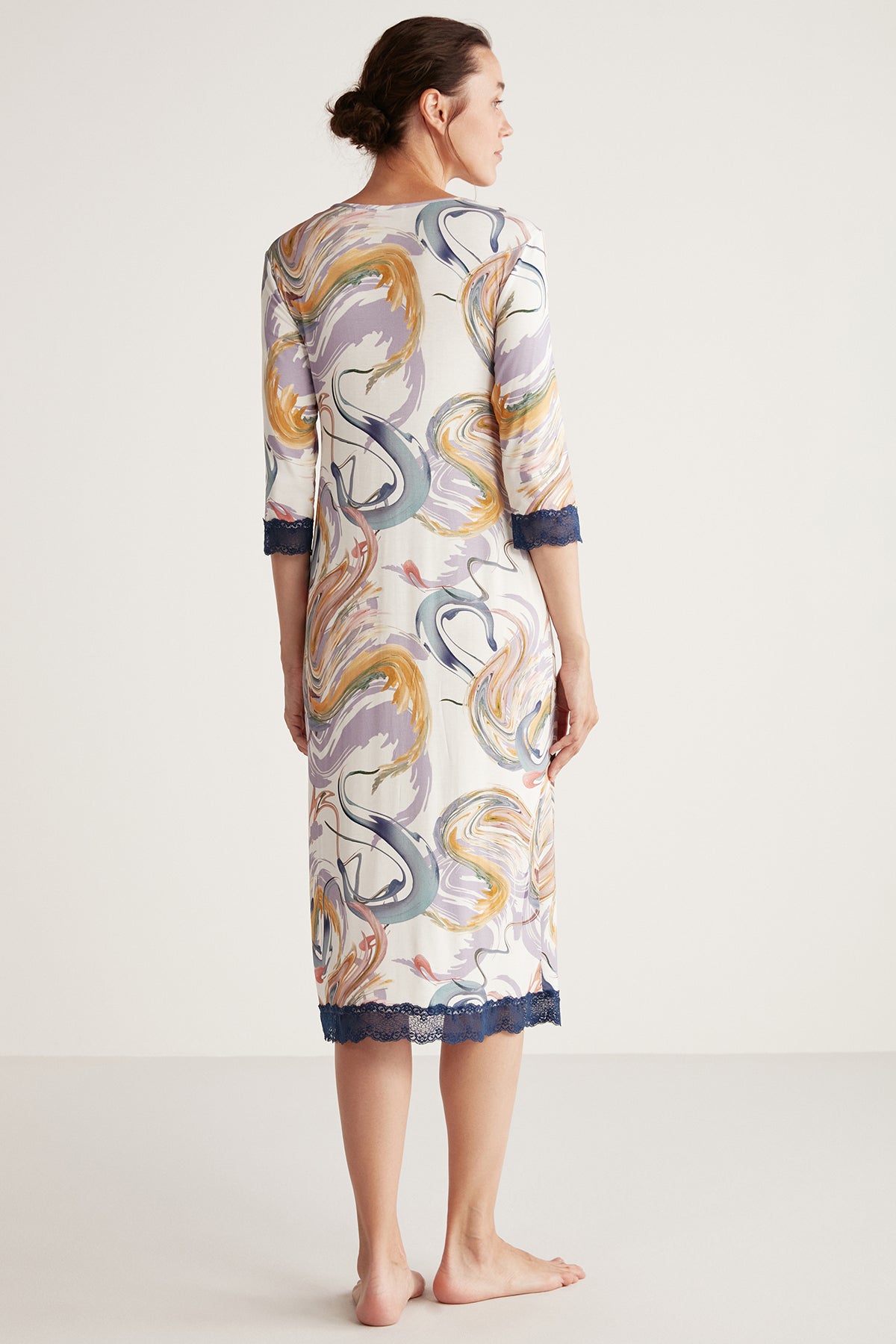 Robe longue maternité imprimée