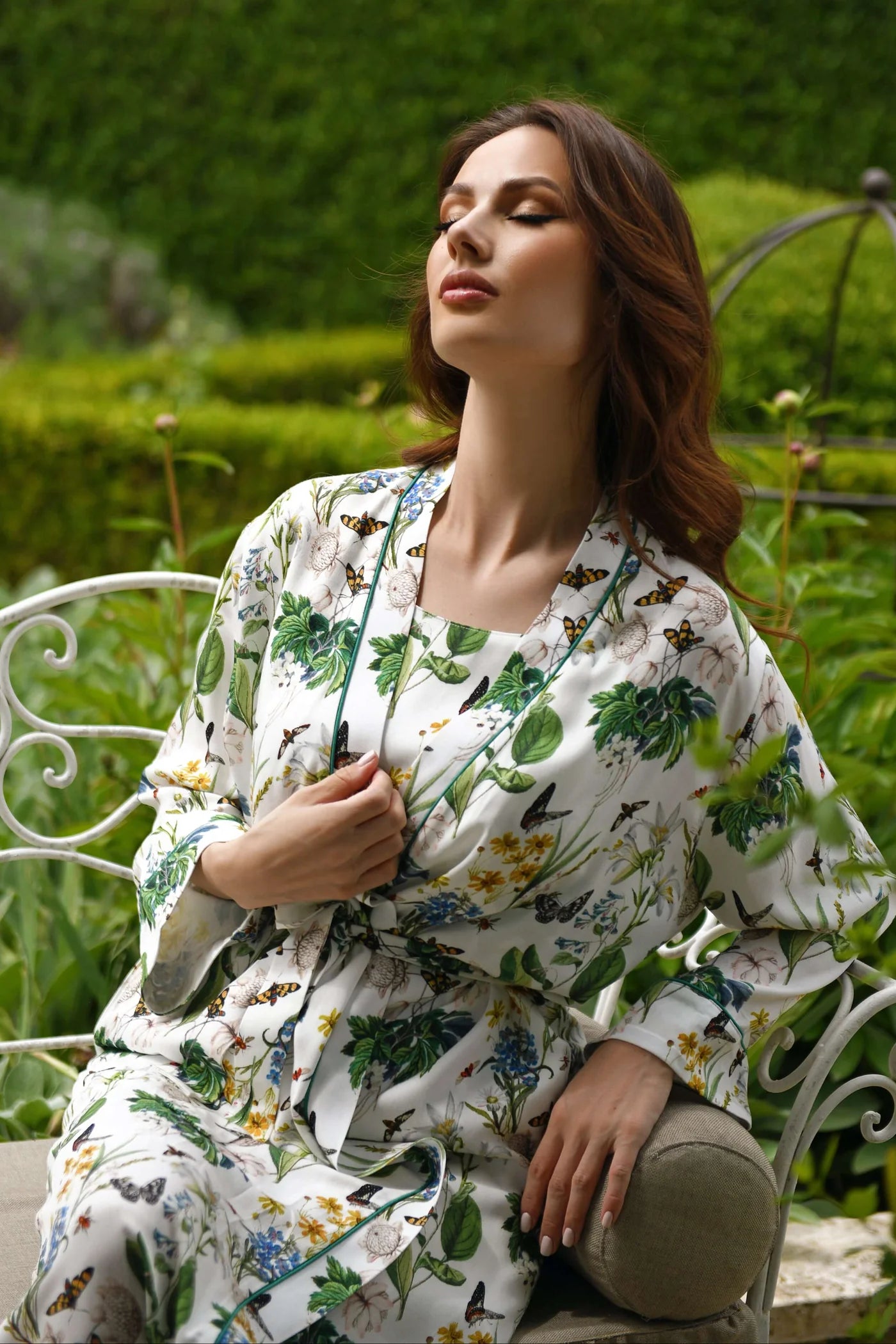 Jardin d’Allure - Robe de chambre longue Le Farfalle - Soyeusement léger et délicatement texturé