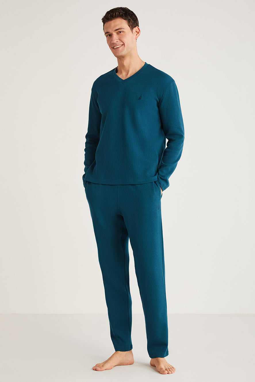 Pyjama homme bleu pétrole uni CN