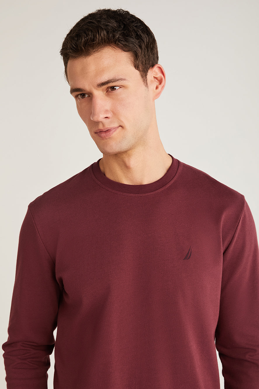 Pyjama à haut bordeaux uni et pantalon bleu uni CN