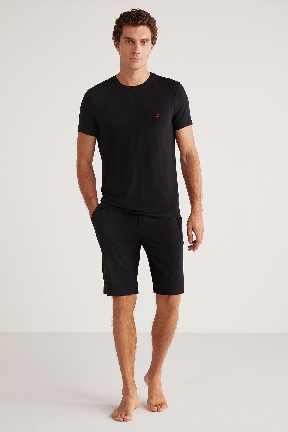 Ensemble short homme bleu foncé uni