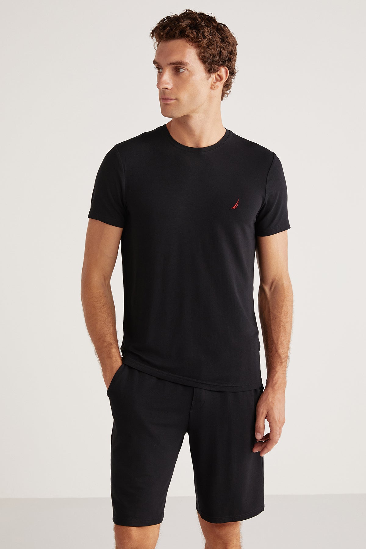 Ensemble short homme bleu foncé uni