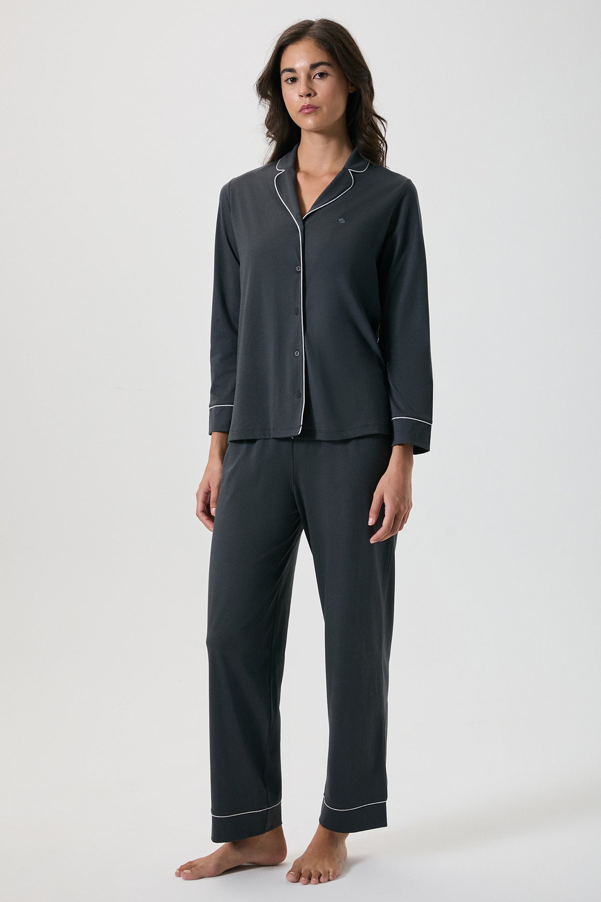 Cocon Pur - Pyjama boutoné - Douceur naturelle et confort enveloppant 10153 gris anthracite