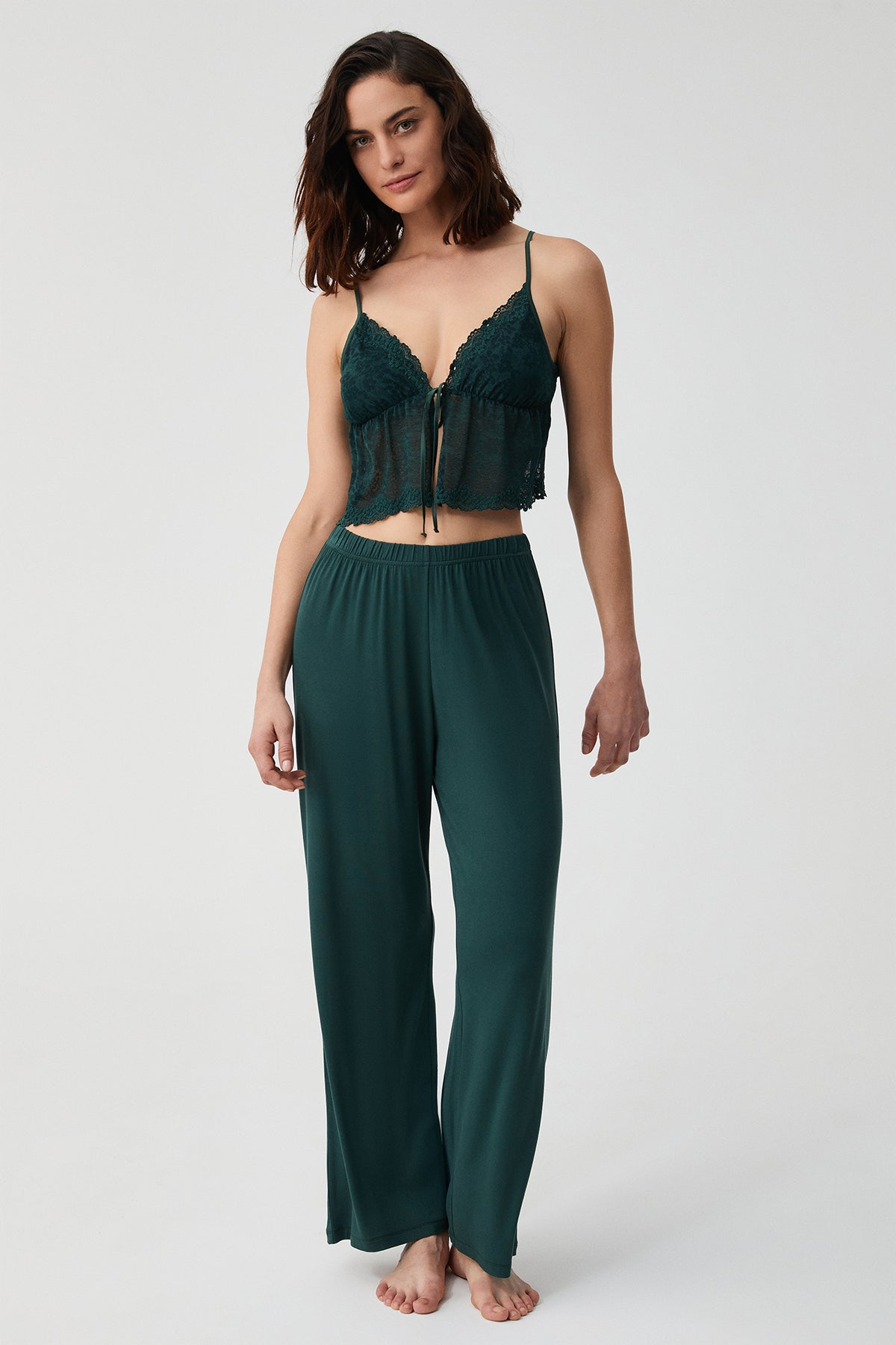 Camélia Émeraude - Ensemble 3 Pcs - Sensualité mystérieuse et modernité raffinée