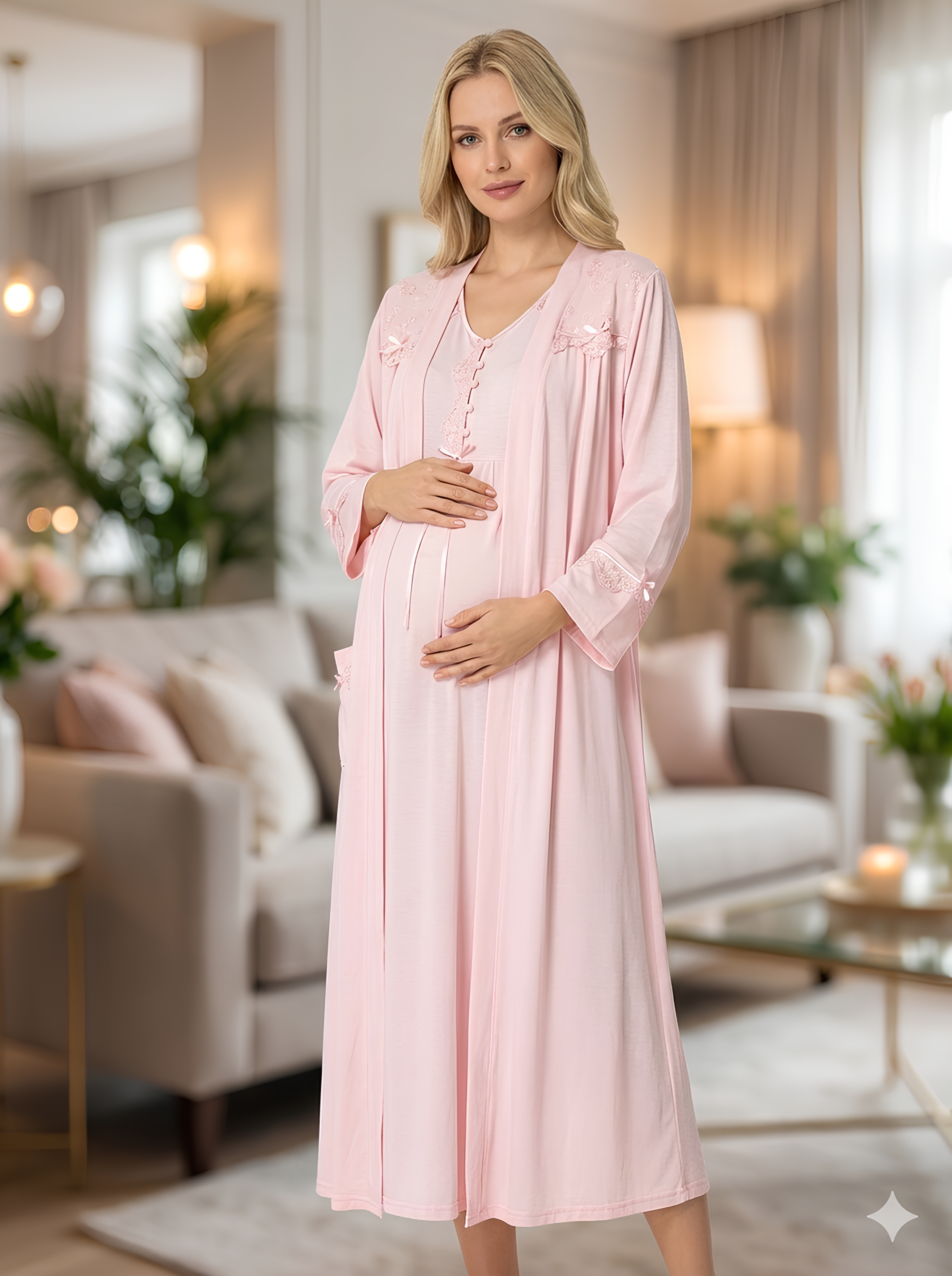 Voile de Tendresse - Ensemble 3 Pcs maternité - Douceur veloutée et Silhouette fluide