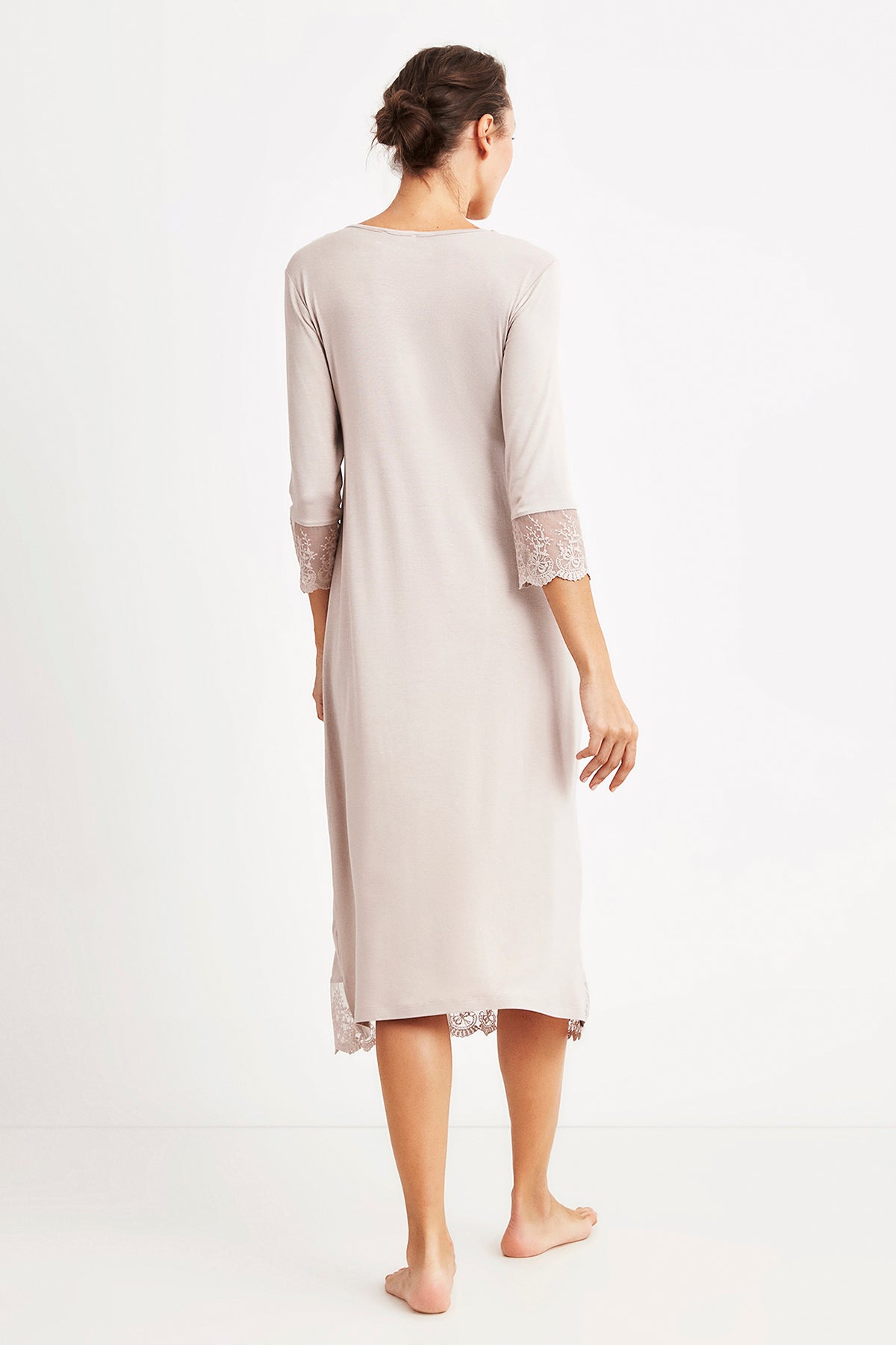 robe longue maternité beige et poudre NC