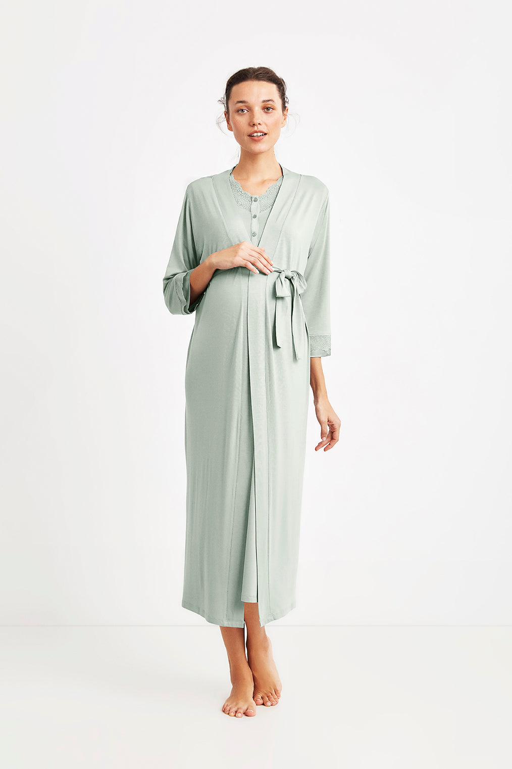 Peignoir maternité vert cn