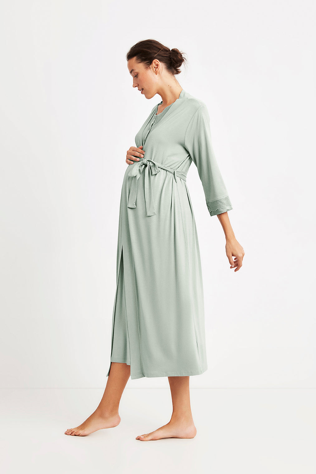 Peignoir maternité vert cn