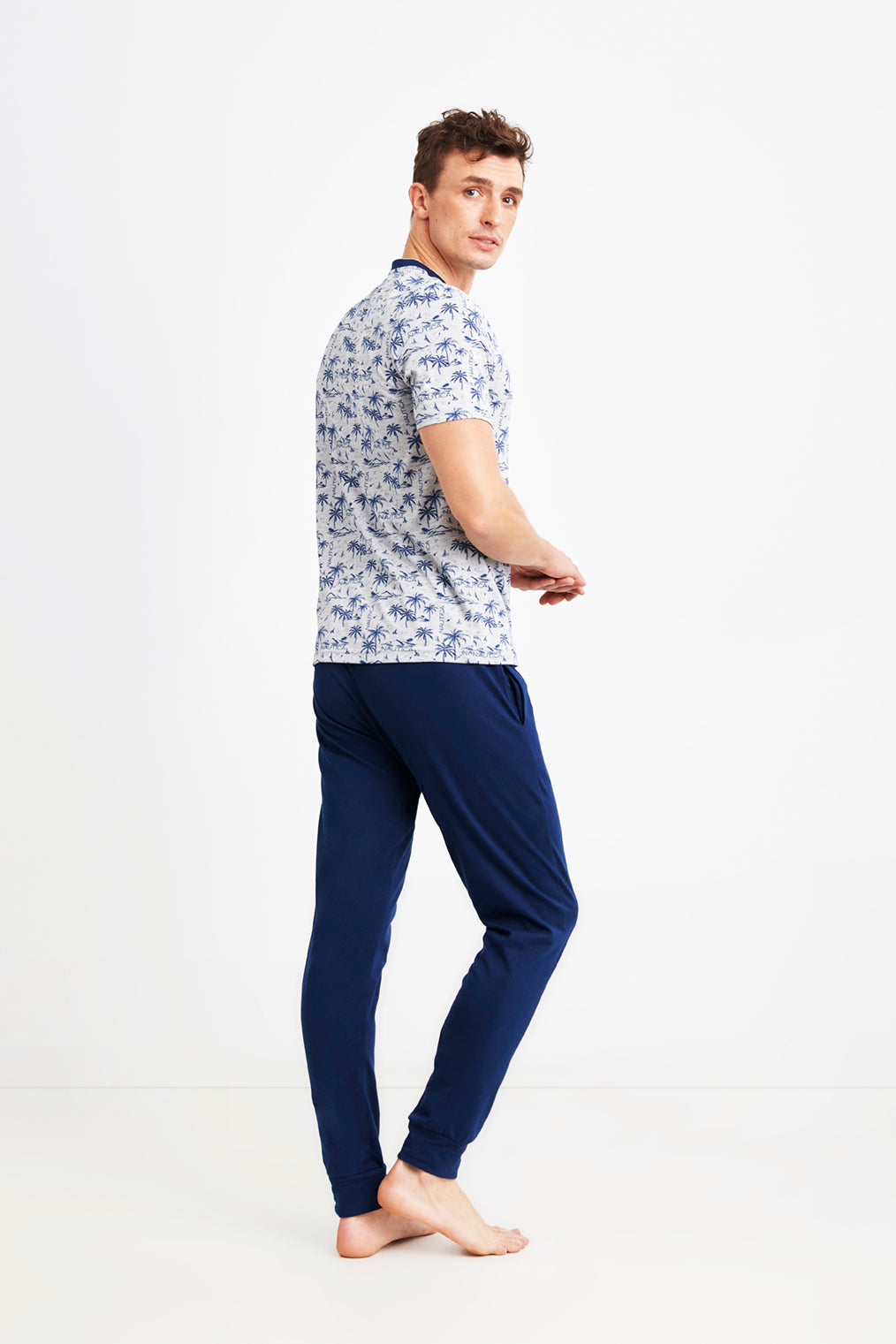 Pyjama homme à petits motifs palmiers