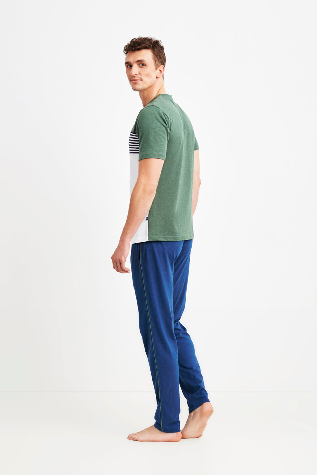 Pyjama homme vert clair et bleu