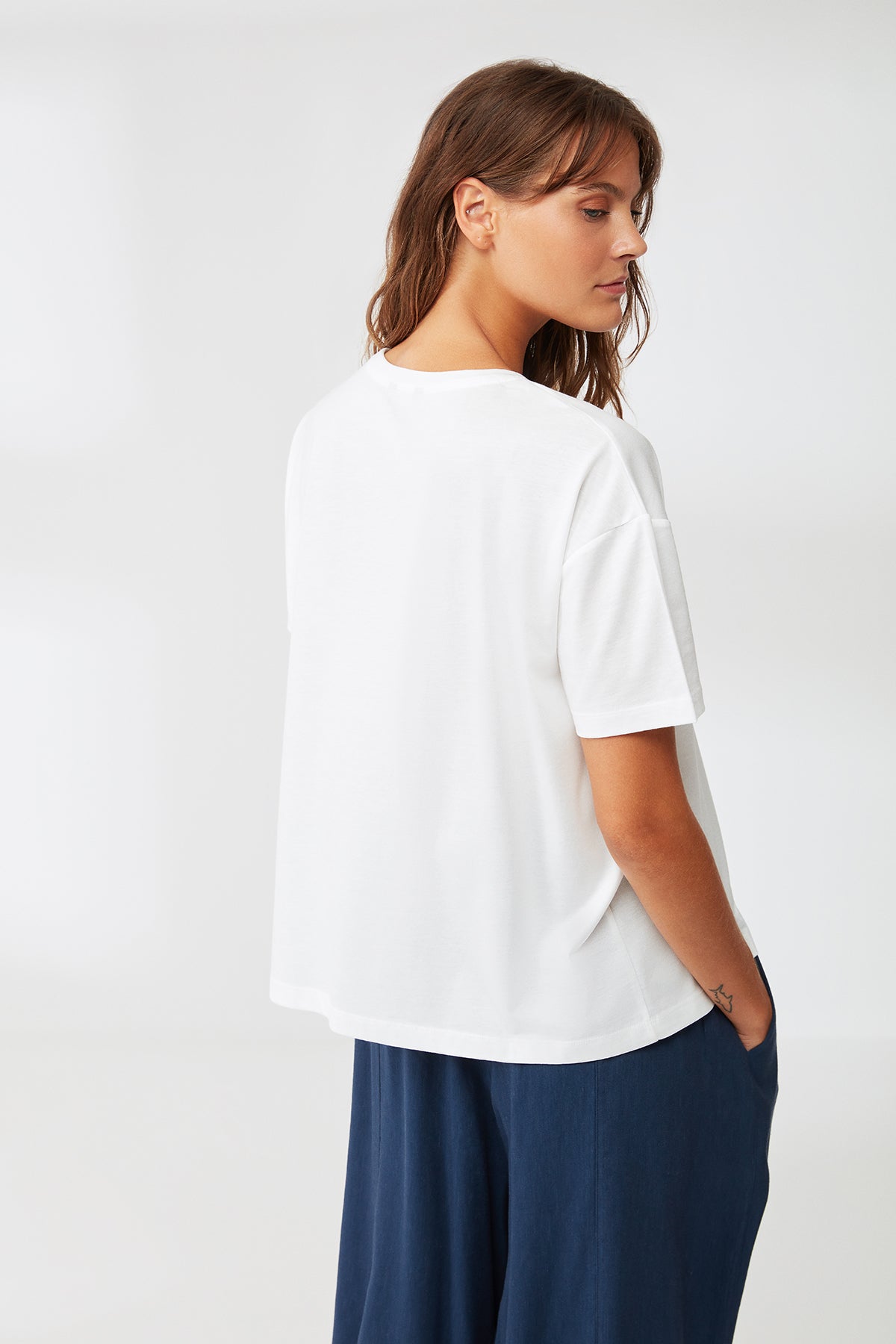 T-shirt blanc col rond