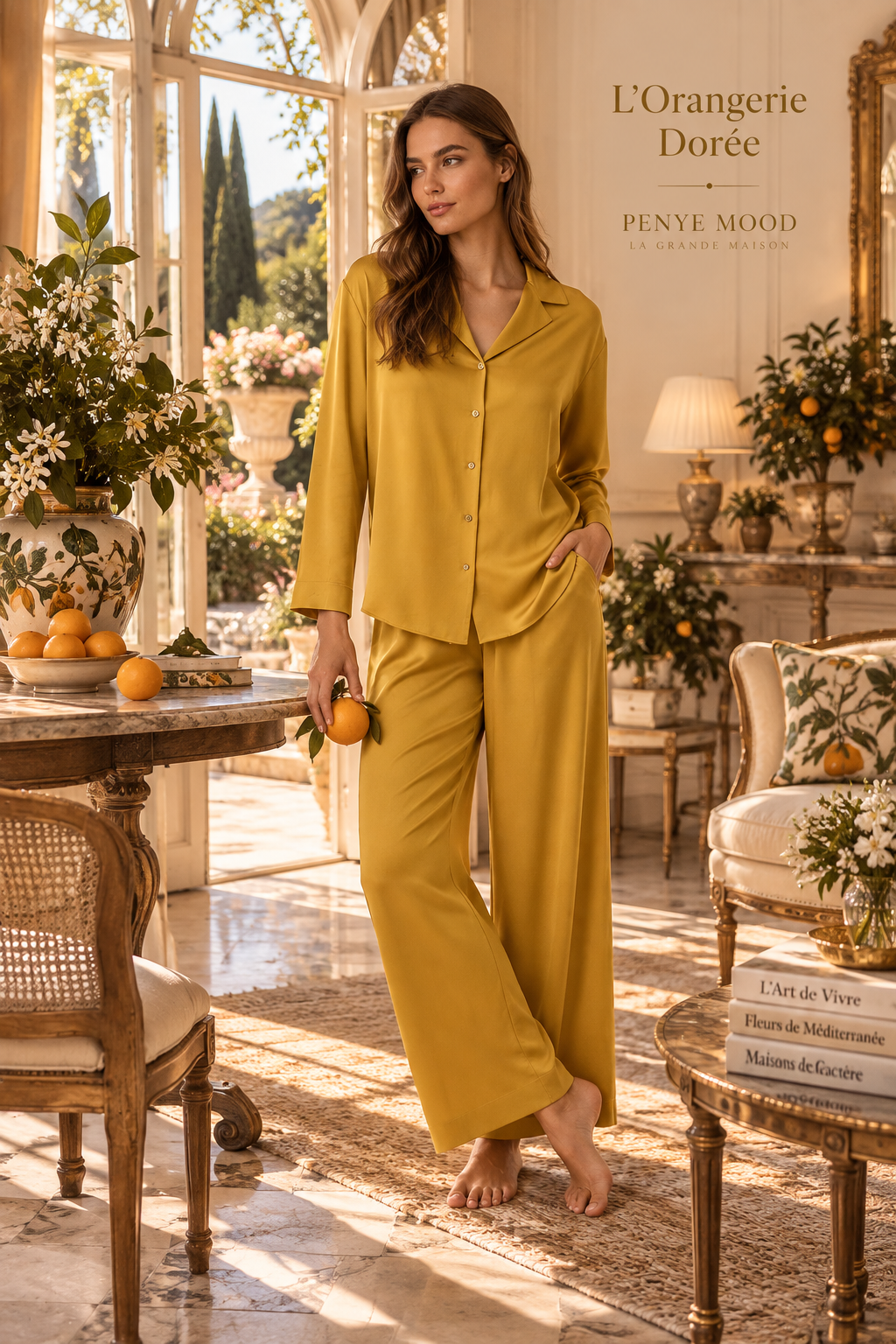 L’Orangerie Dorée - Pyjama 2 Pcs - Fluidité aérienne et éclat précieux