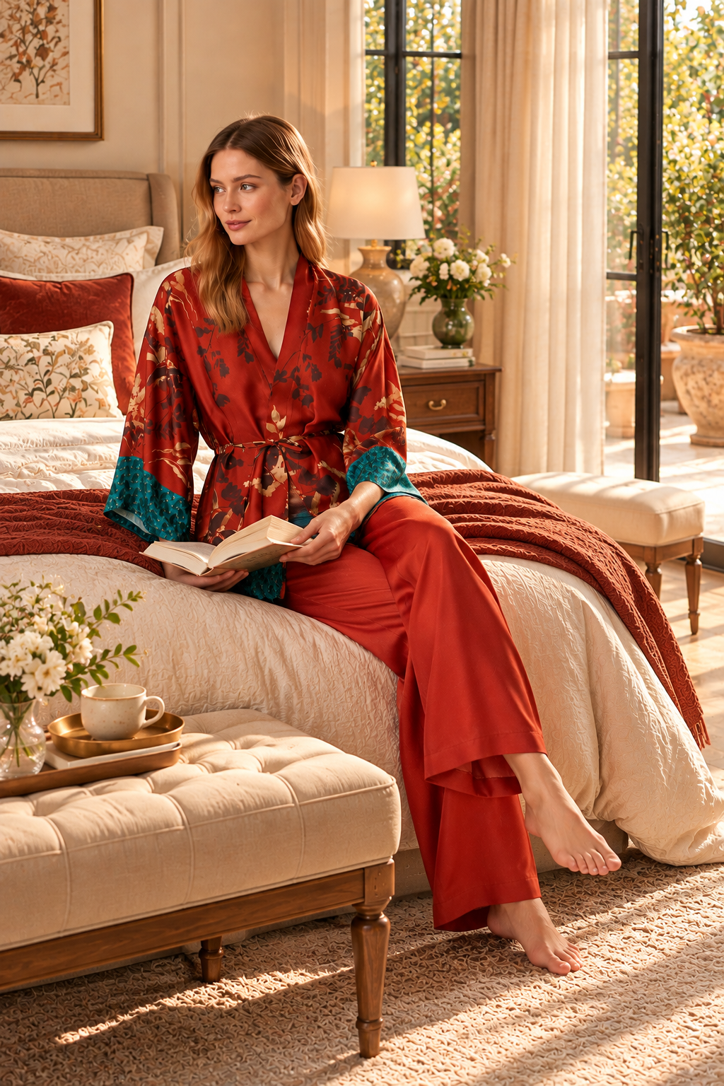 L’Orangerie de Grenat – Ensemble 3 Pcs – Élégance florale et sophistication précieuse