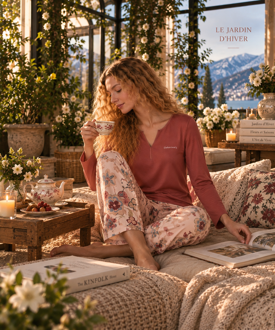 Le Jardin d’Hiver de Camélia - Pyjama 2 Pcs - Romantisme précieux  et poésie florale