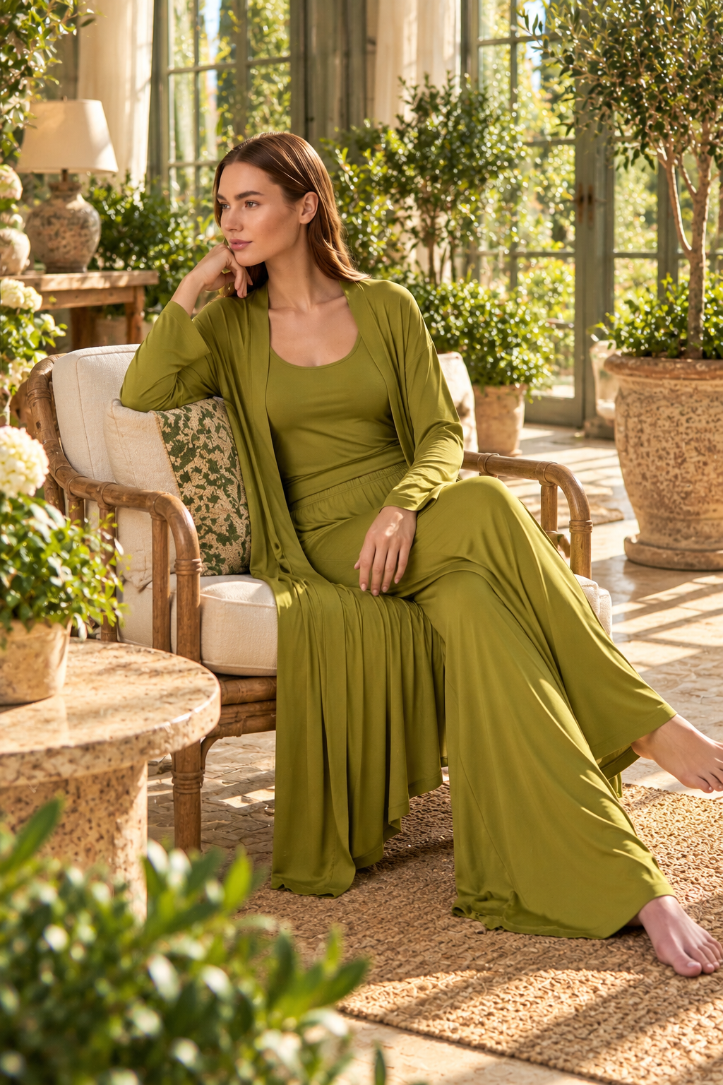 La Véranda d’Olive – Ensemble 3 Pcs – Élégance végétale et fluidité naturelle