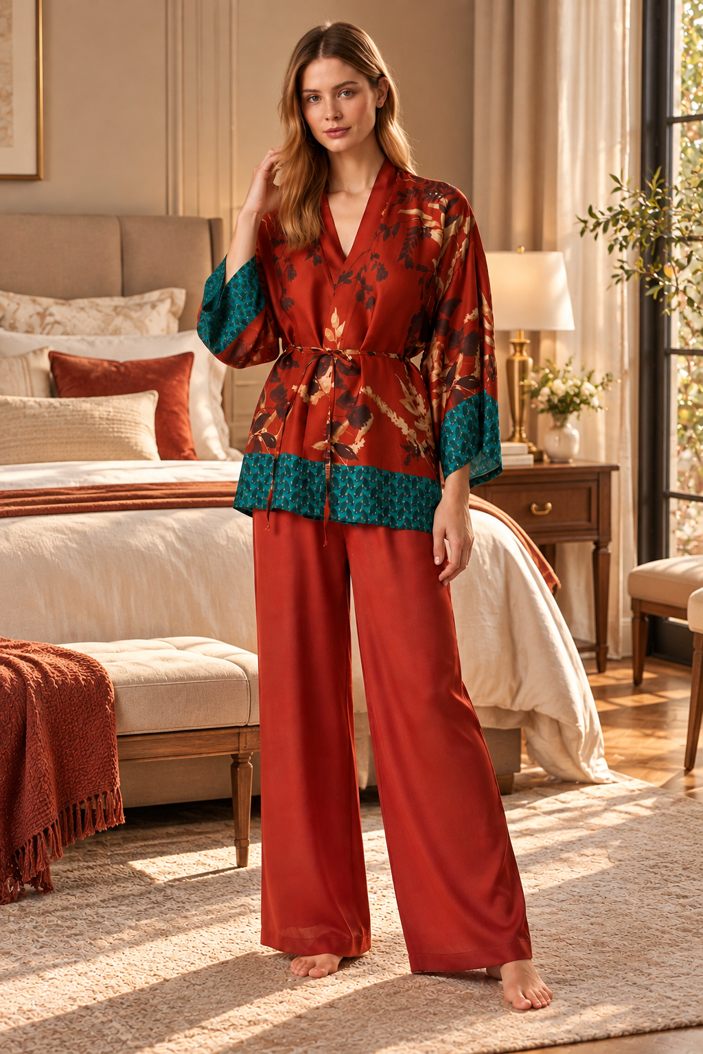 L’Orangerie de Grenat – Ensemble 3 Pcs – Élégance florale et sophistication précieuse