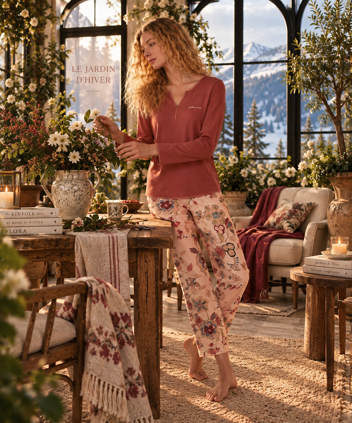 Le Jardin d’Hiver de Camélia - Pyjama 2 Pcs - Romantisme précieux  et poésie florale