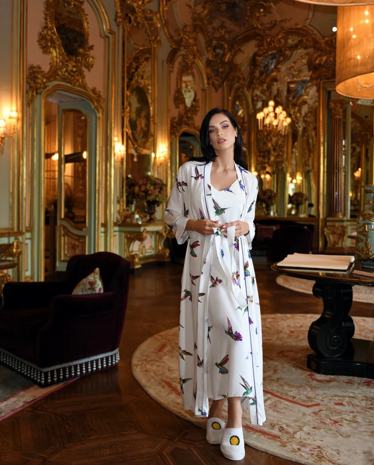 Éveil Tropical - Robe de chambre longue Colibri - Élégamment féminin et  artistiquement travaillé