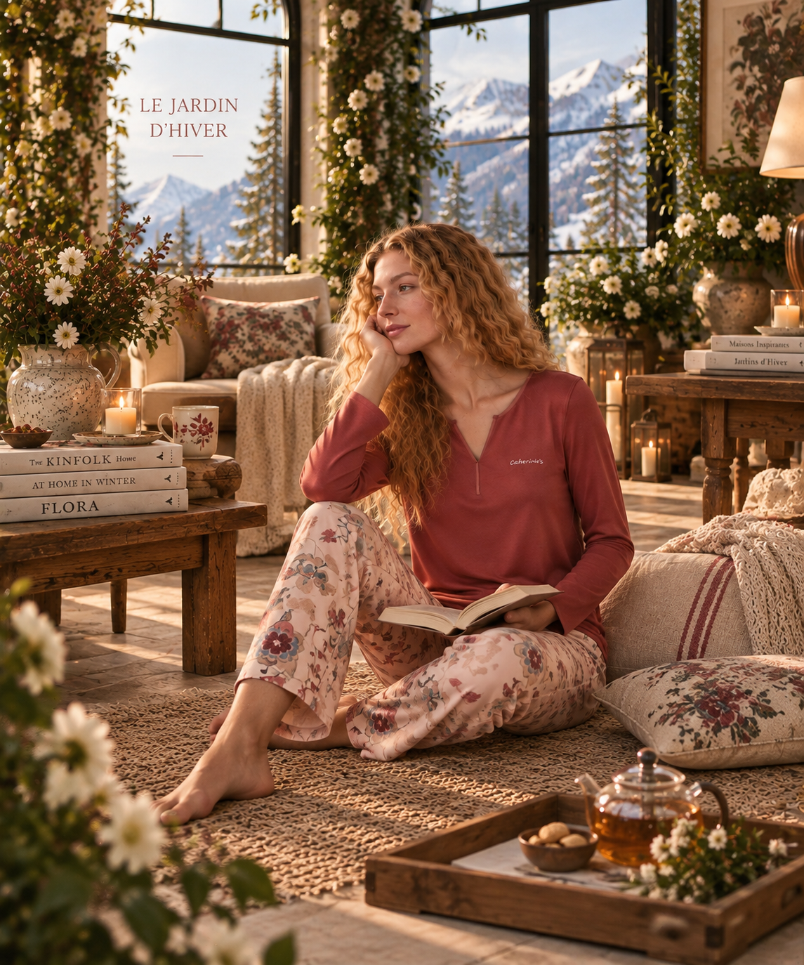 Le Jardin d’Hiver de Camélia - Pyjama 2 Pcs - Romantisme précieux  et poésie florale