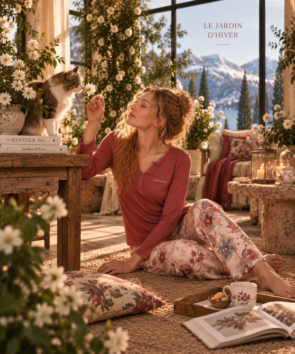 Le Jardin d’Hiver de Camélia - Pyjama 2 Pcs - Romantisme précieux  et poésie florale