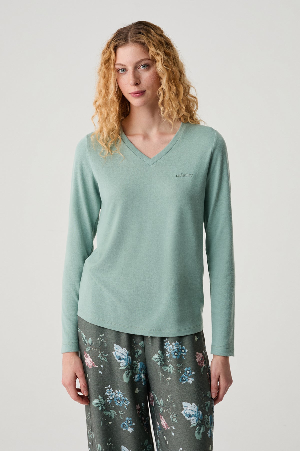 La Cour de Perle - Pyjama 2 Pcs - Douceur sauge et élégance florale