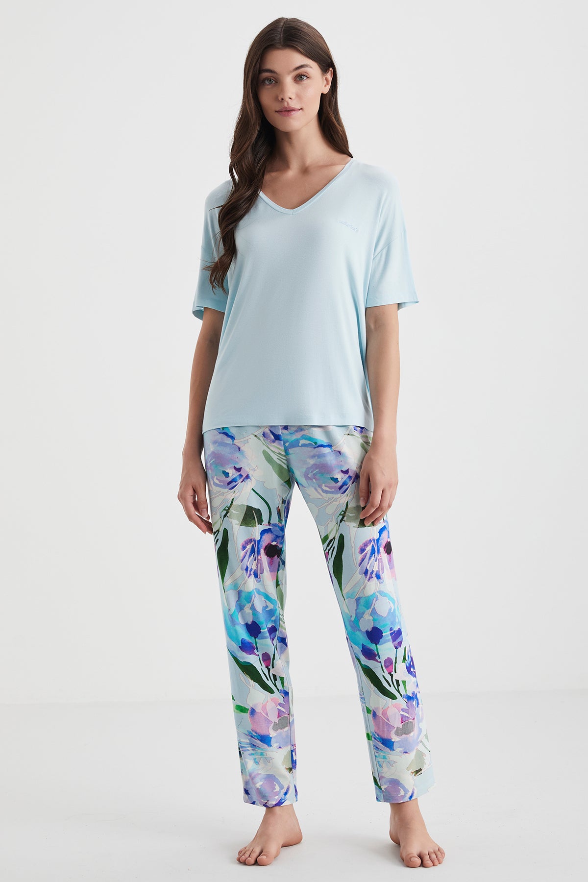 Jardin Bleu- Ensemble 2 Pcs- Fraîcheur florale et légèreté d’été