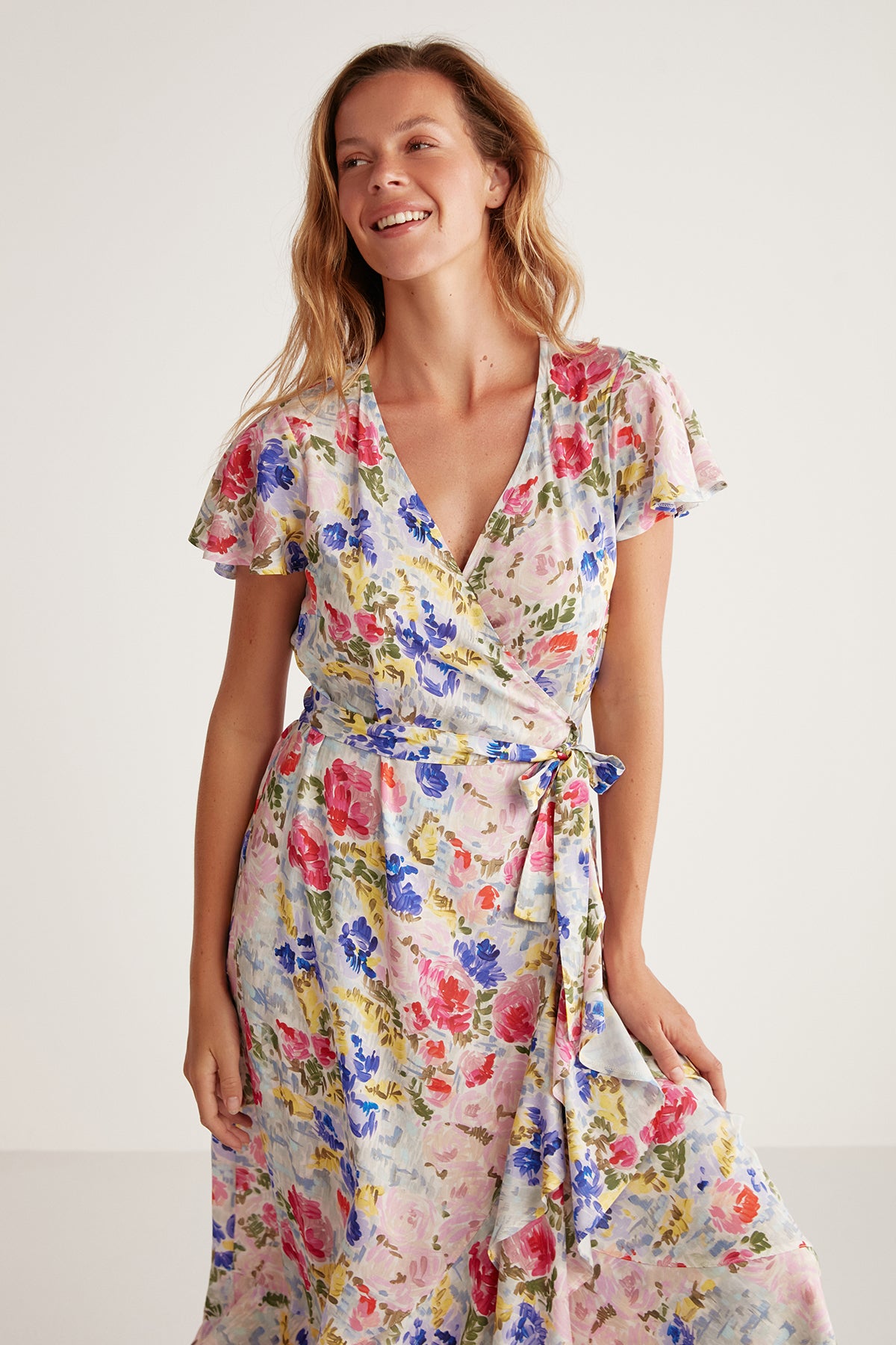 Robe longue cache coeur à motif fleuri