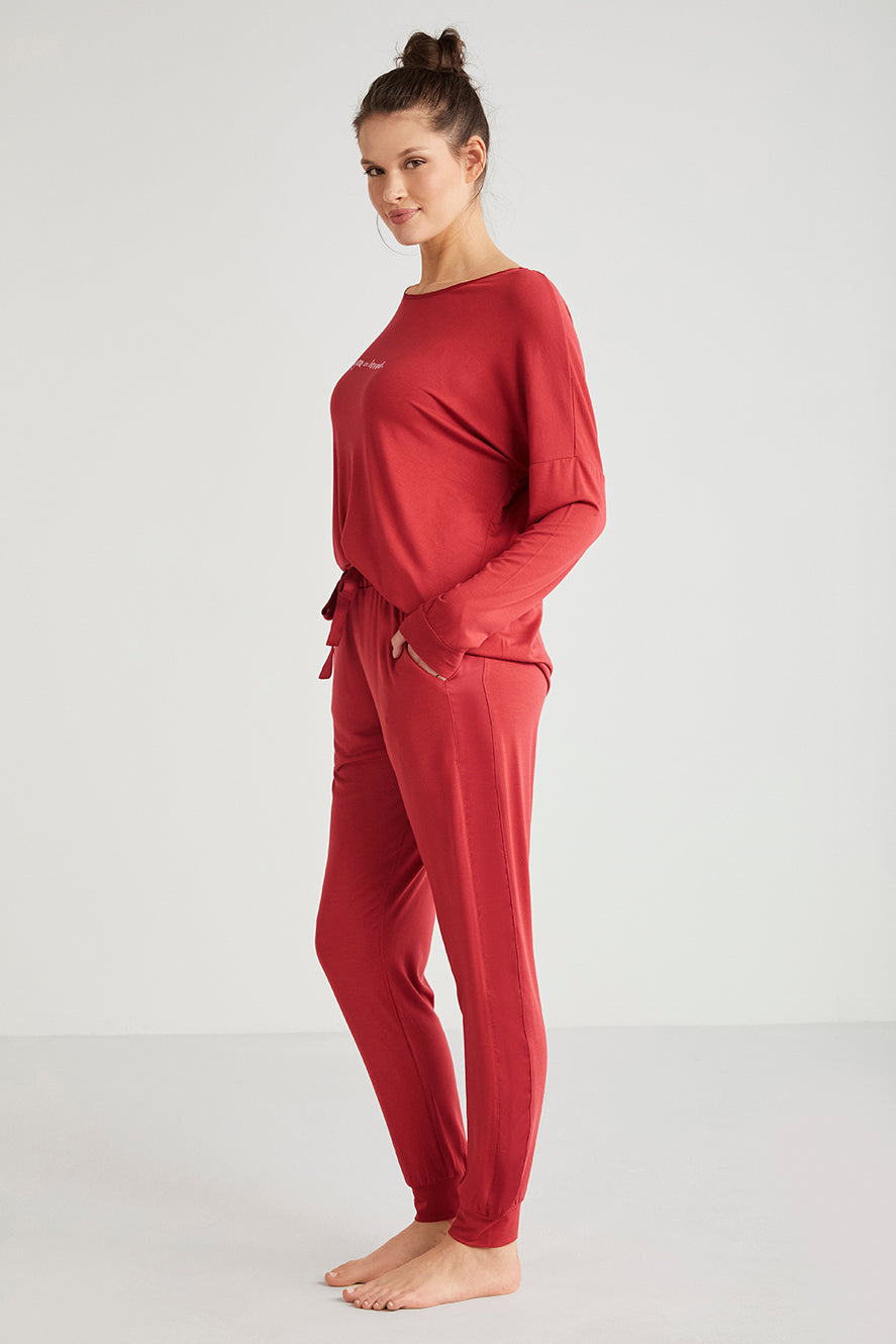 Pyjama femme rouge grenadine uni CN