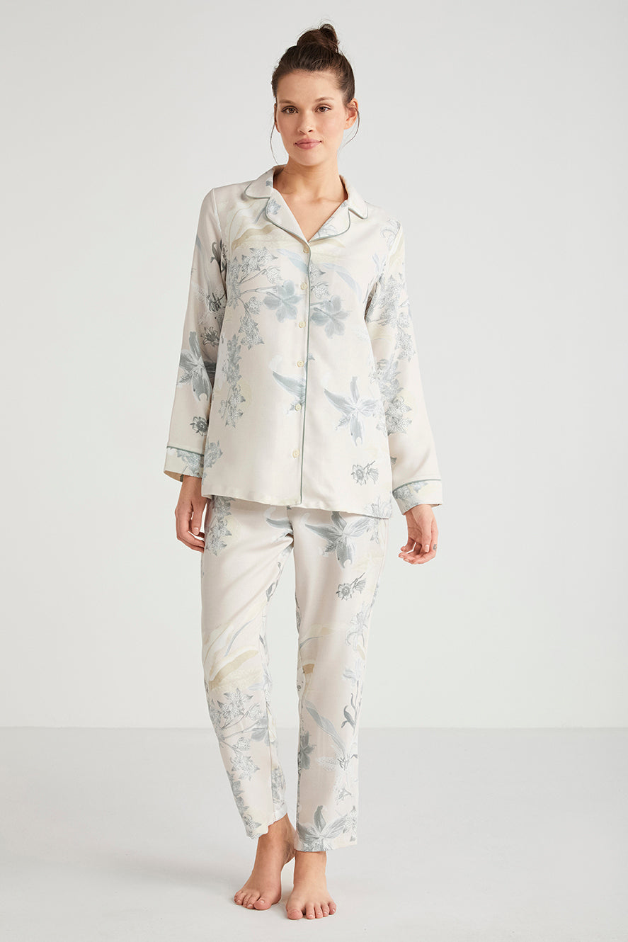 Pyjama femme à boutons à imprimé floral CN