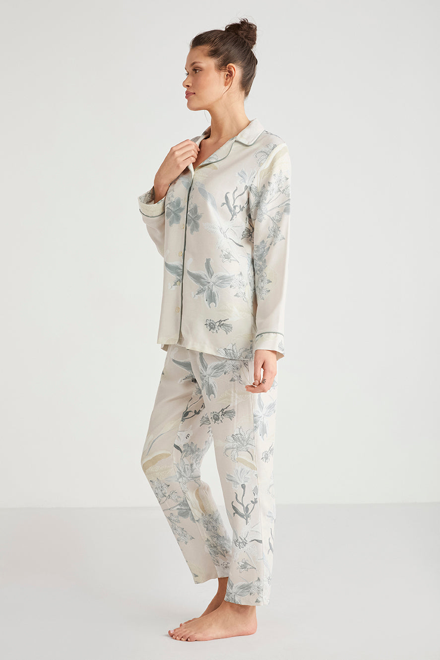 Pyjama femme à boutons à imprimé floral CN