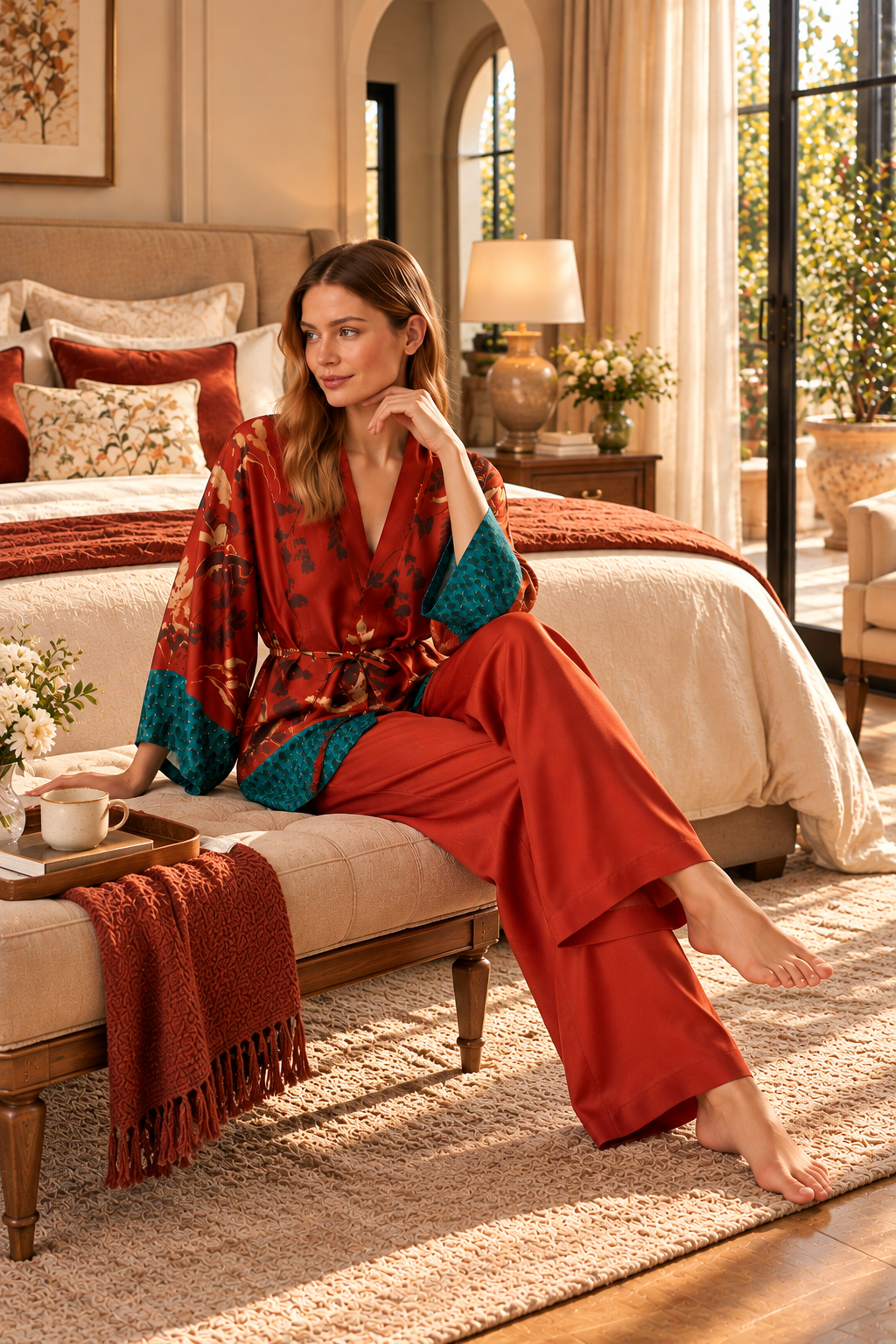 L’Orangerie de Grenat – Ensemble 3 Pcs – Élégance florale et sophistication précieuse