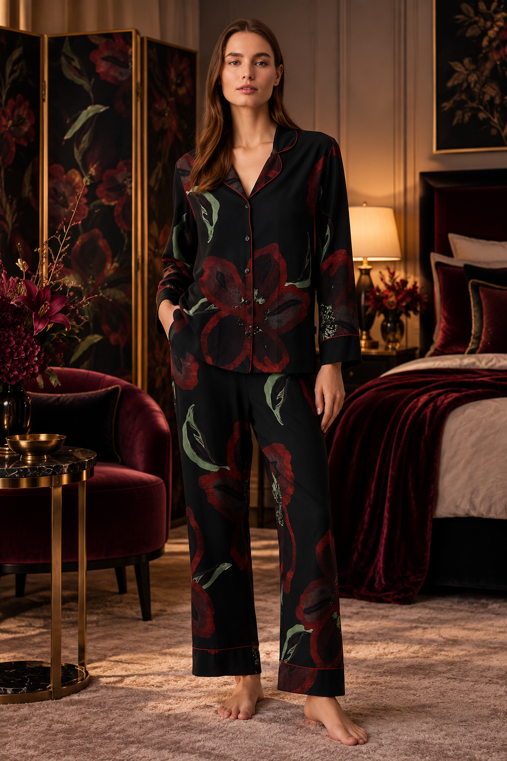Le Jardin de Minuit - Pyjama 2 Pcs - Romantisme nocturne et féminité sophistiquée