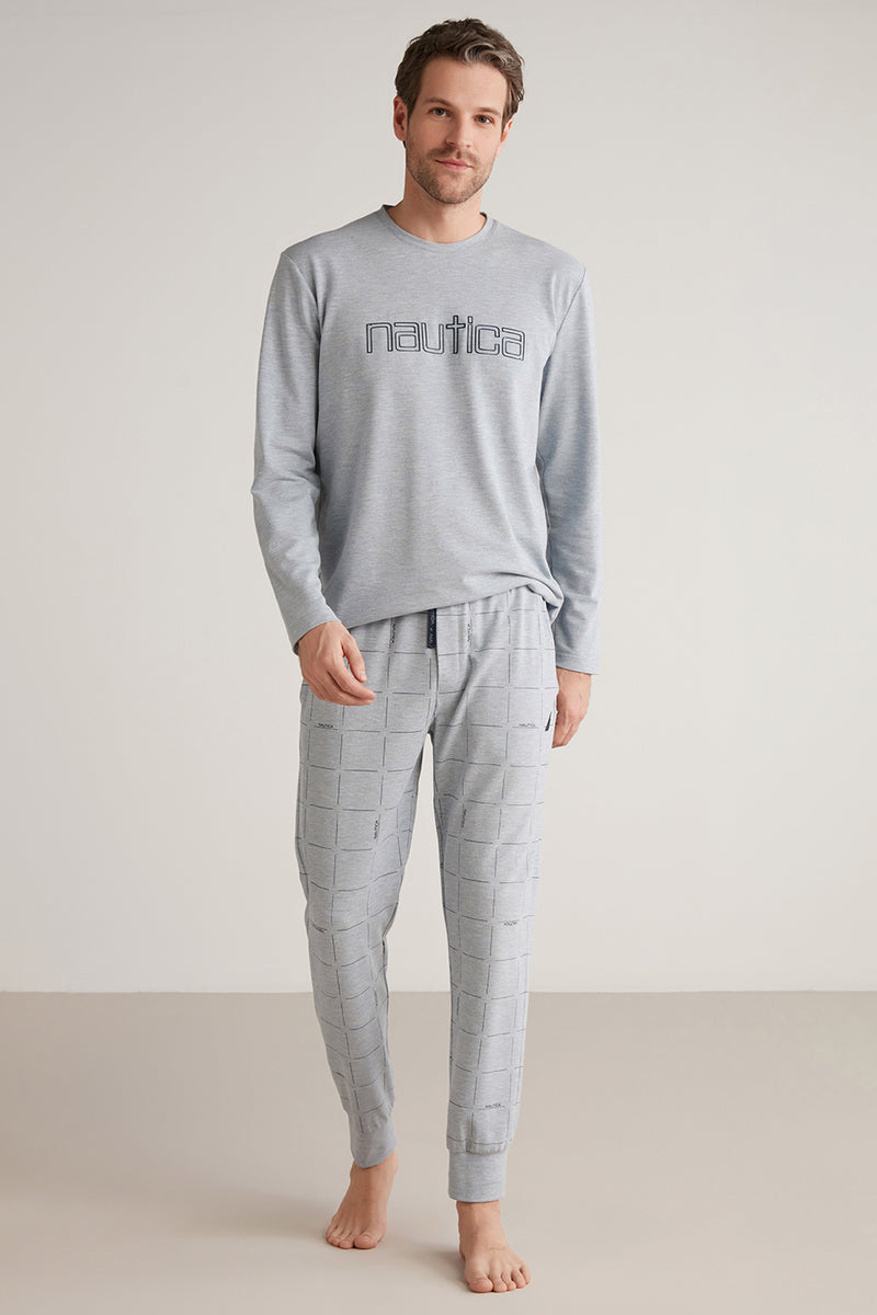 Pyjama homme Nautica à pantalon à carreaux gris