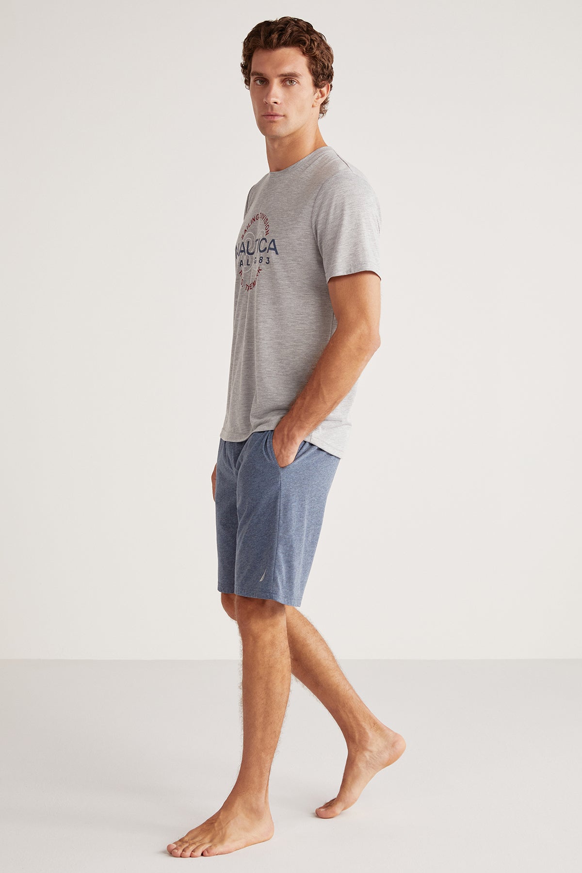 Ensemble short homme à haut gris et short bleu ciel