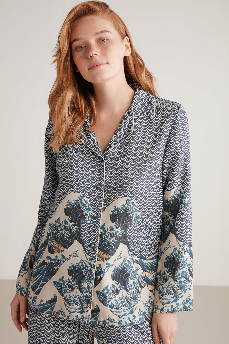 Pyjama femme à boutons imprimé