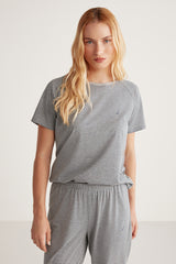 Pyjama femme gris rayé