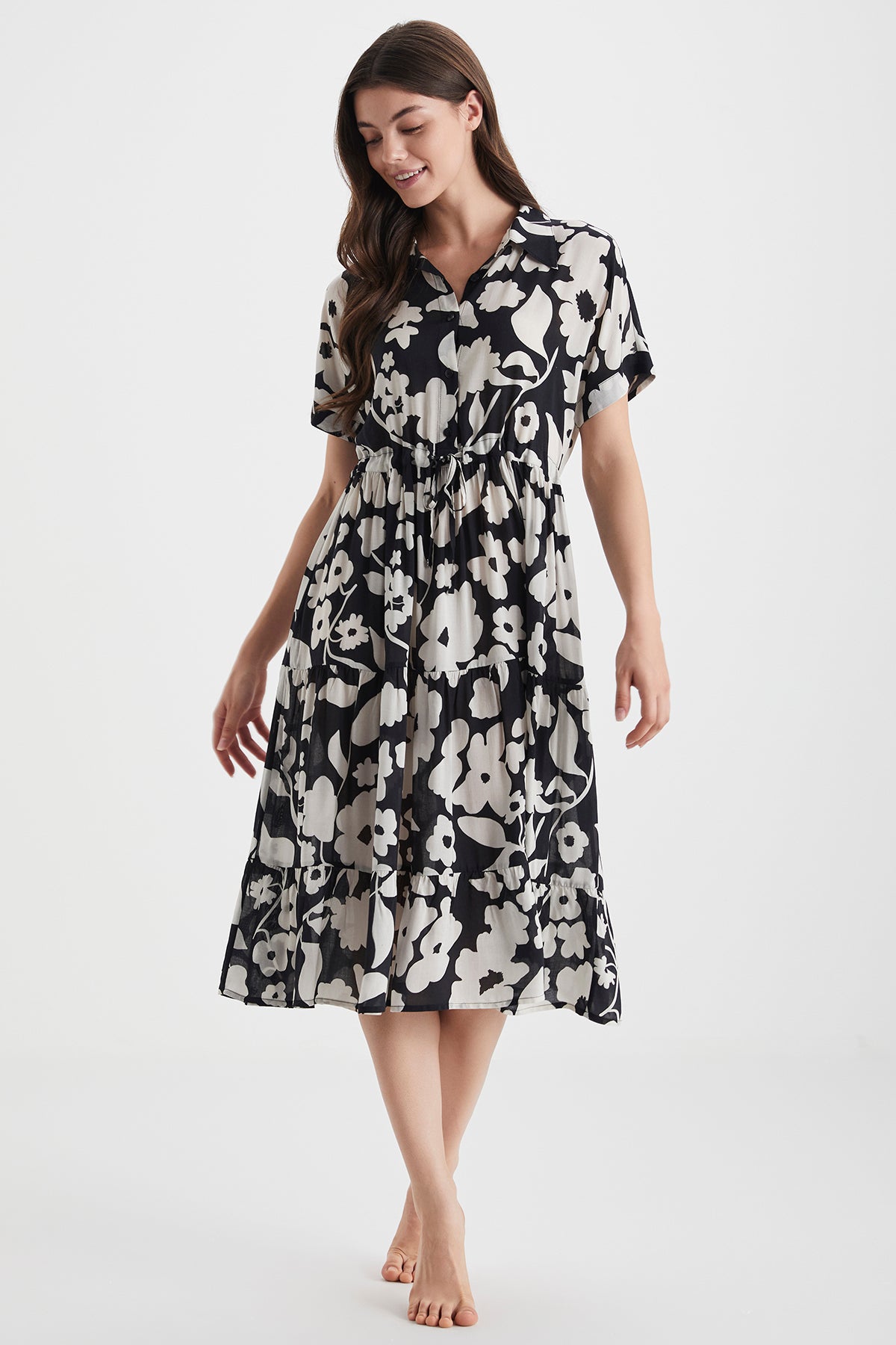 Fleur Nocturne- Robe fluide à volants - Jardin secret et parfum de romance
