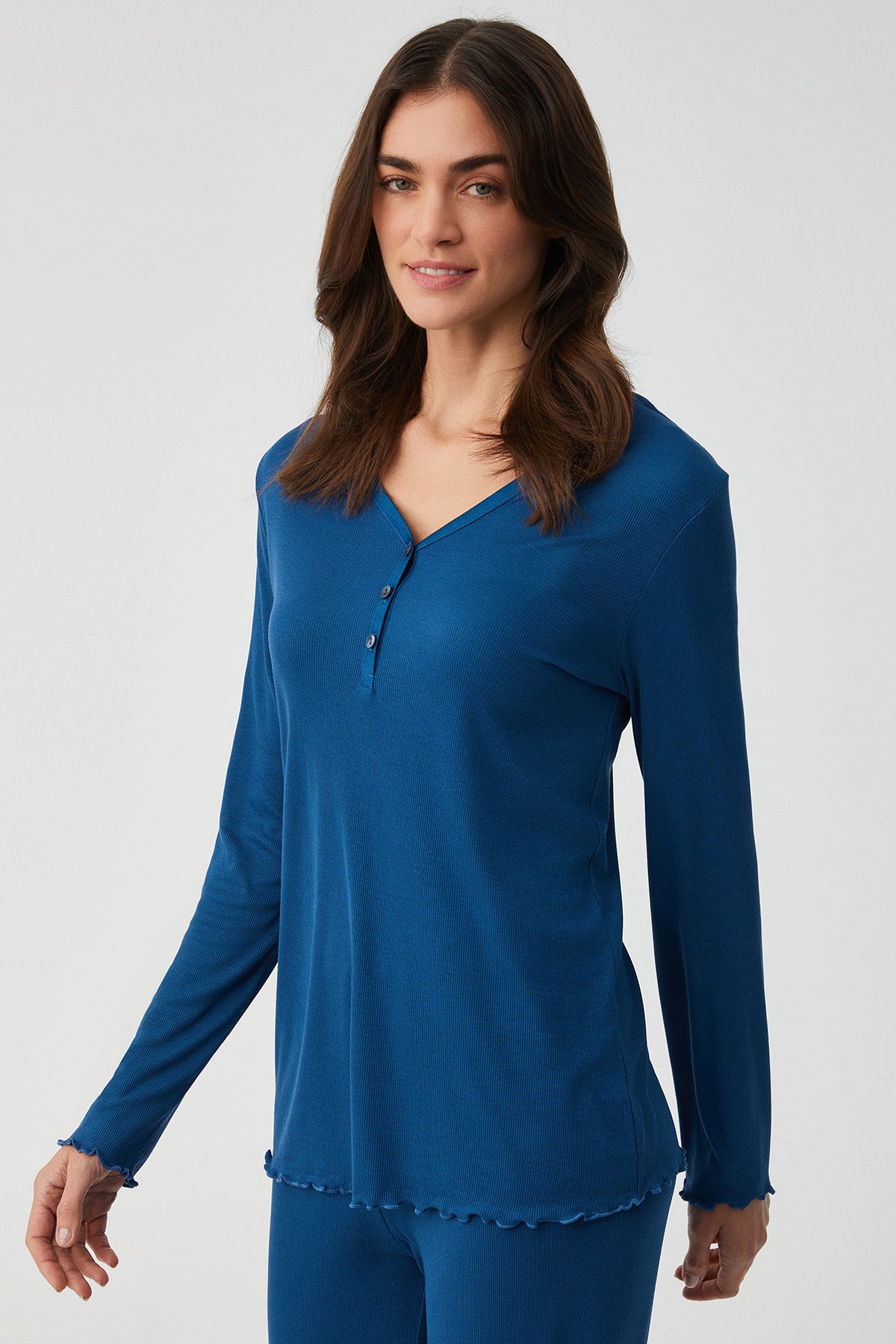 Bleuet Profond - Pyjama 2 Pcs - Élégance sobre et fluidité aérienne