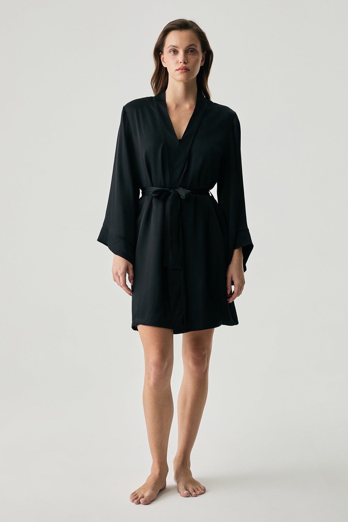 Étreinte Noire - Robe de chambre femme - Allure envoûtante et charme intense