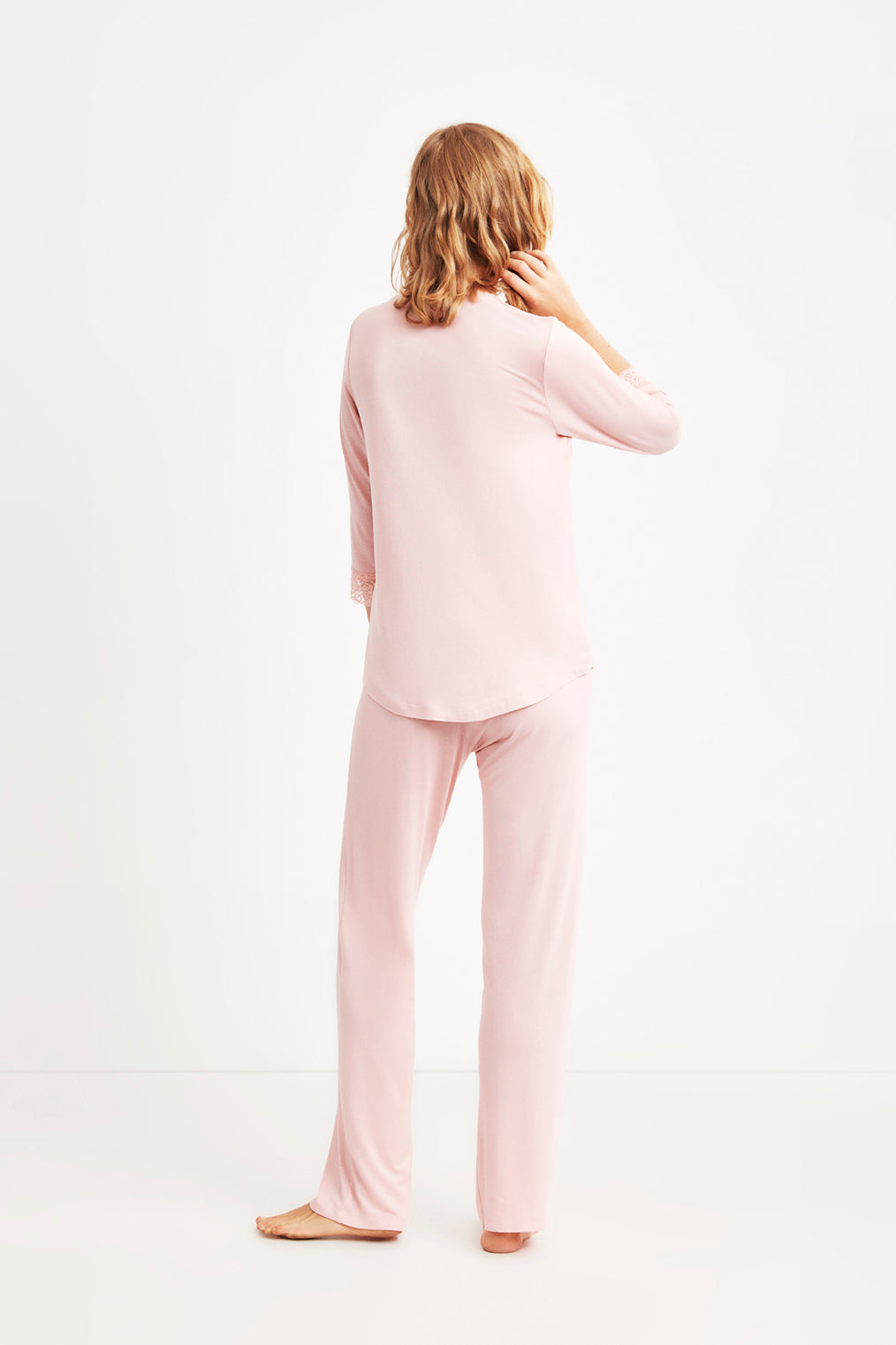Pyjama à boutons maternité rose