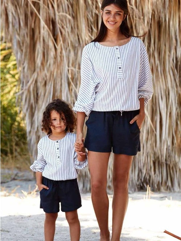 Ensemble short rayé matchy maman et fille