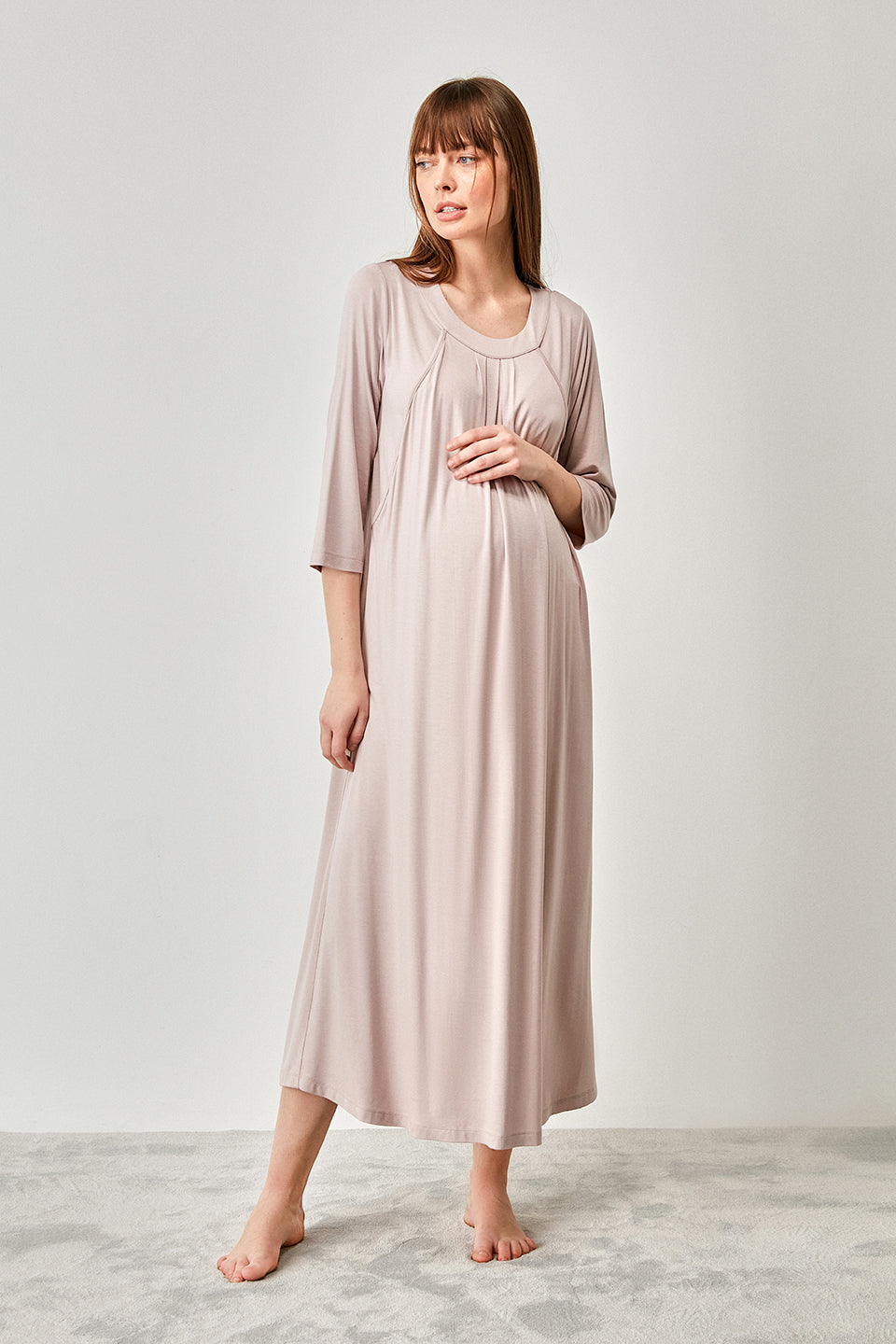 Robe longue maternité poudre